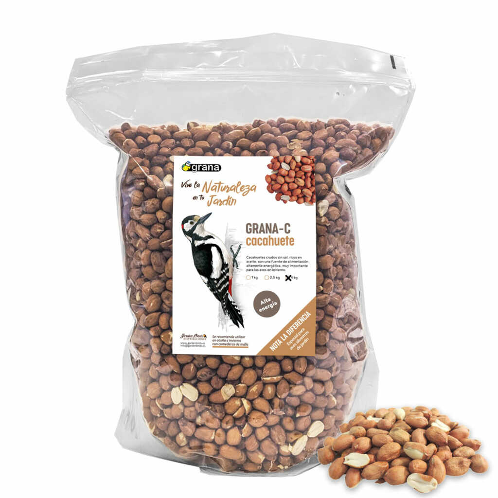 GRANA-C Bolsa de cacahuete crudo sin sal. Alimento para aves silvestres 4 kg