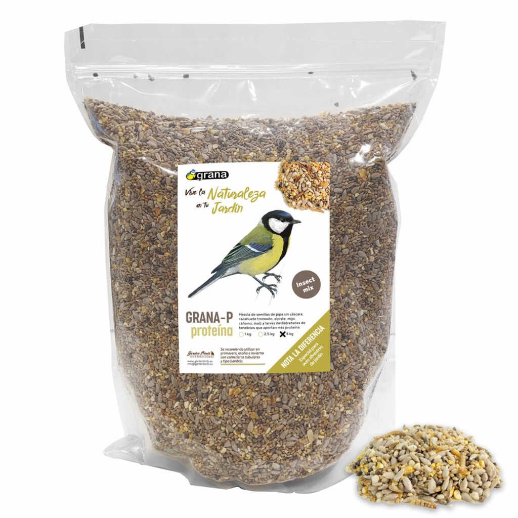 GRANA-P-G Bolsa de mezcla de semillas de alta proteína. Alimento para aves silvestres 4 kg