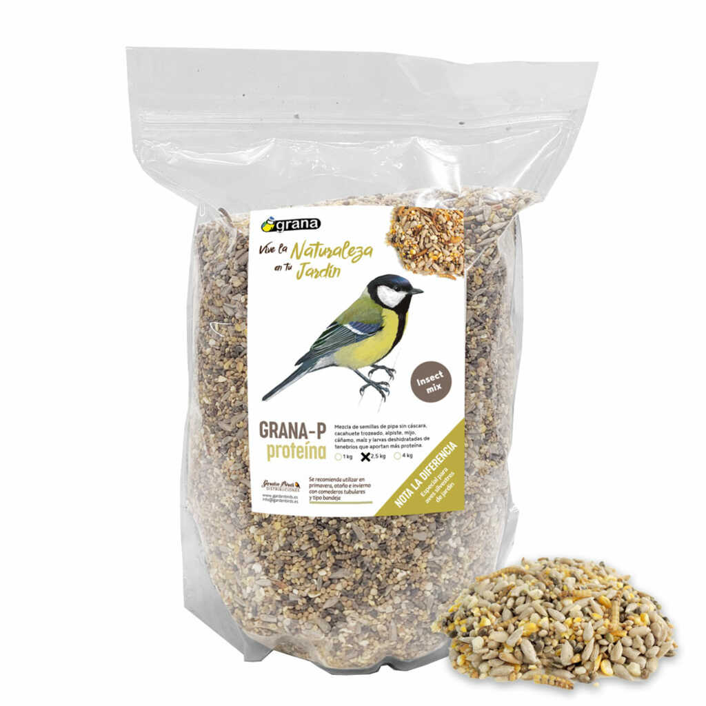 GRANA-P-M Bolsa de mezcla de semillas de alta proteína. Alimento para aves silvestres 2,5 kg