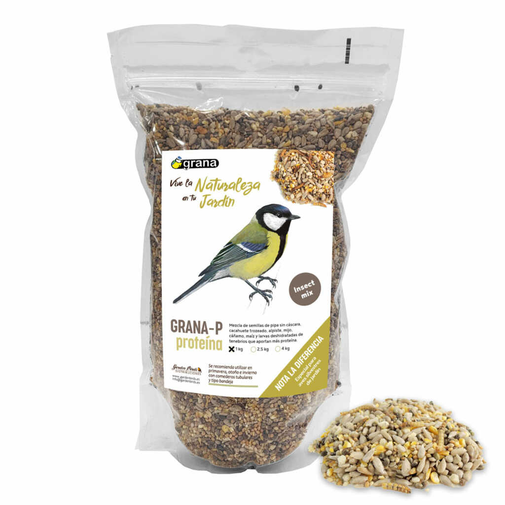 GRANA-P Bolsa de mezcla de semillas de alta proteína. Alimento para aves silvestres 1 kg