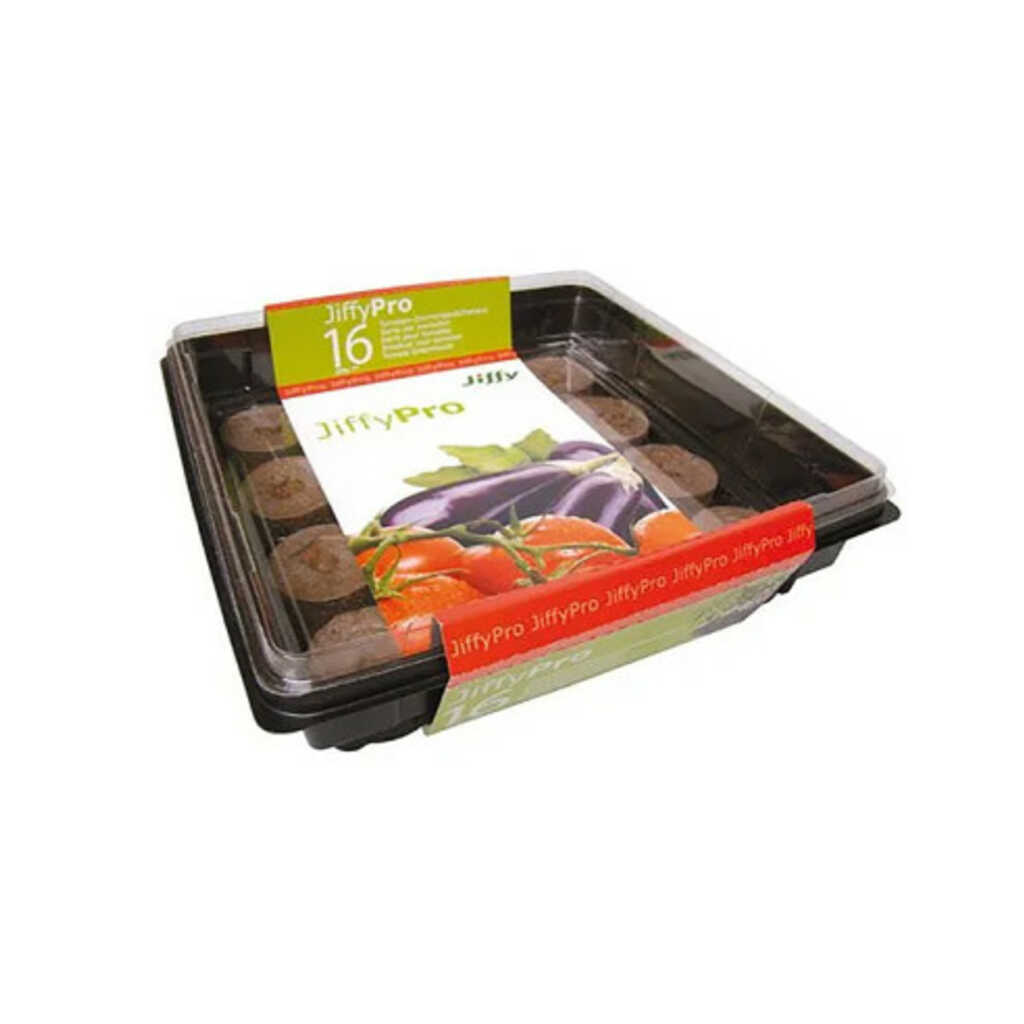 Jiffy-7 Pro Bandeja invernadero + 16 pastillas gigantes de sustrato