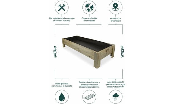 Mesas de cultivo Gardenbrico Hortalia XL40 altura 40cm (160x80x40) 3
