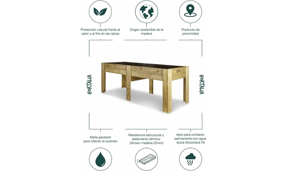 Mesa de cultivo Gardenbrico Hortalia XXL80 altura 80cm (200x80x80) 4