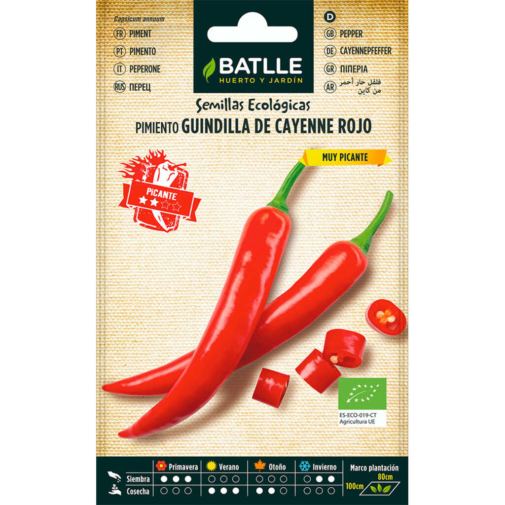 Semillas ecológicas de Pimiento Guindilla de Cayenne Rojo