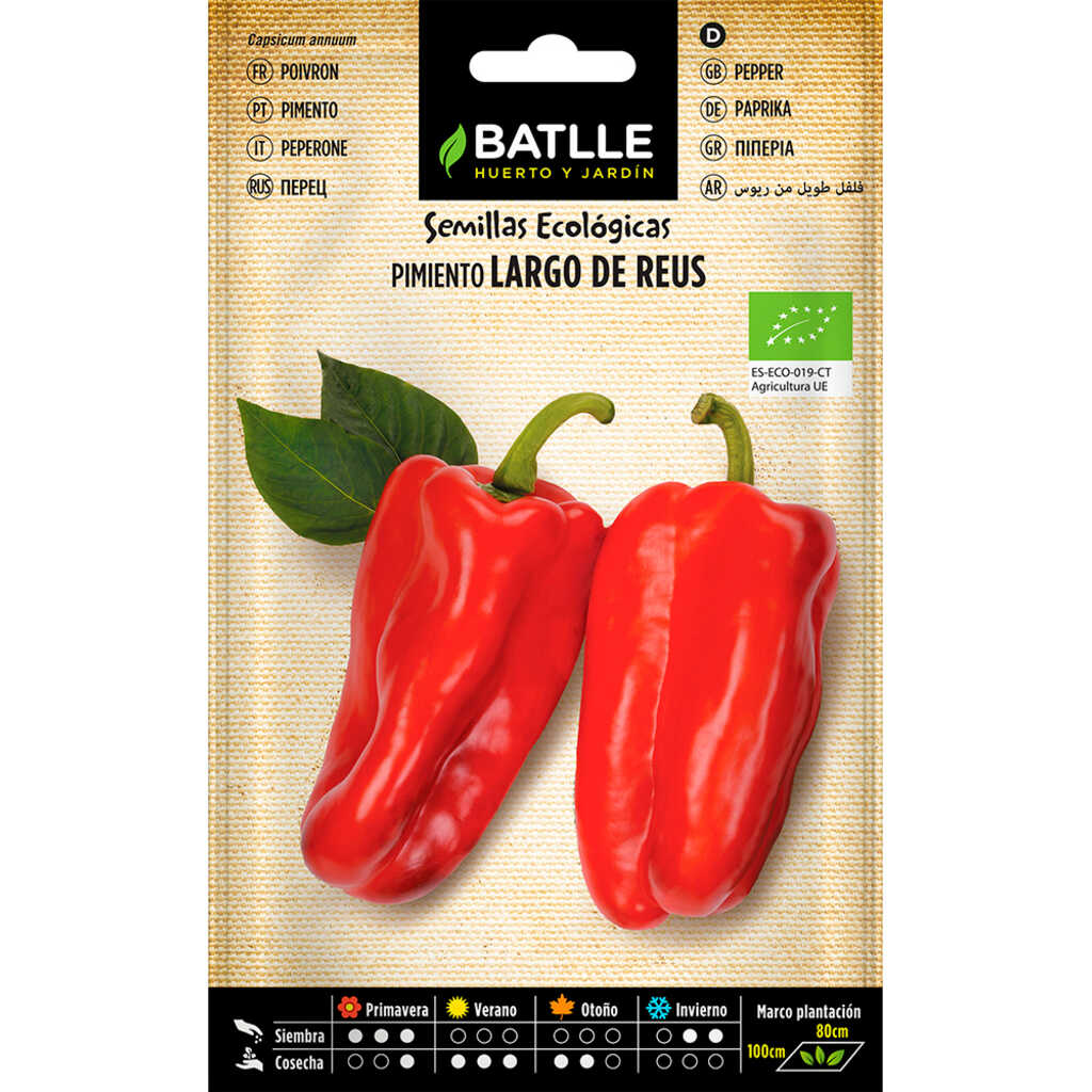 Semillas ecológicas de Pimiento Largo de Reus