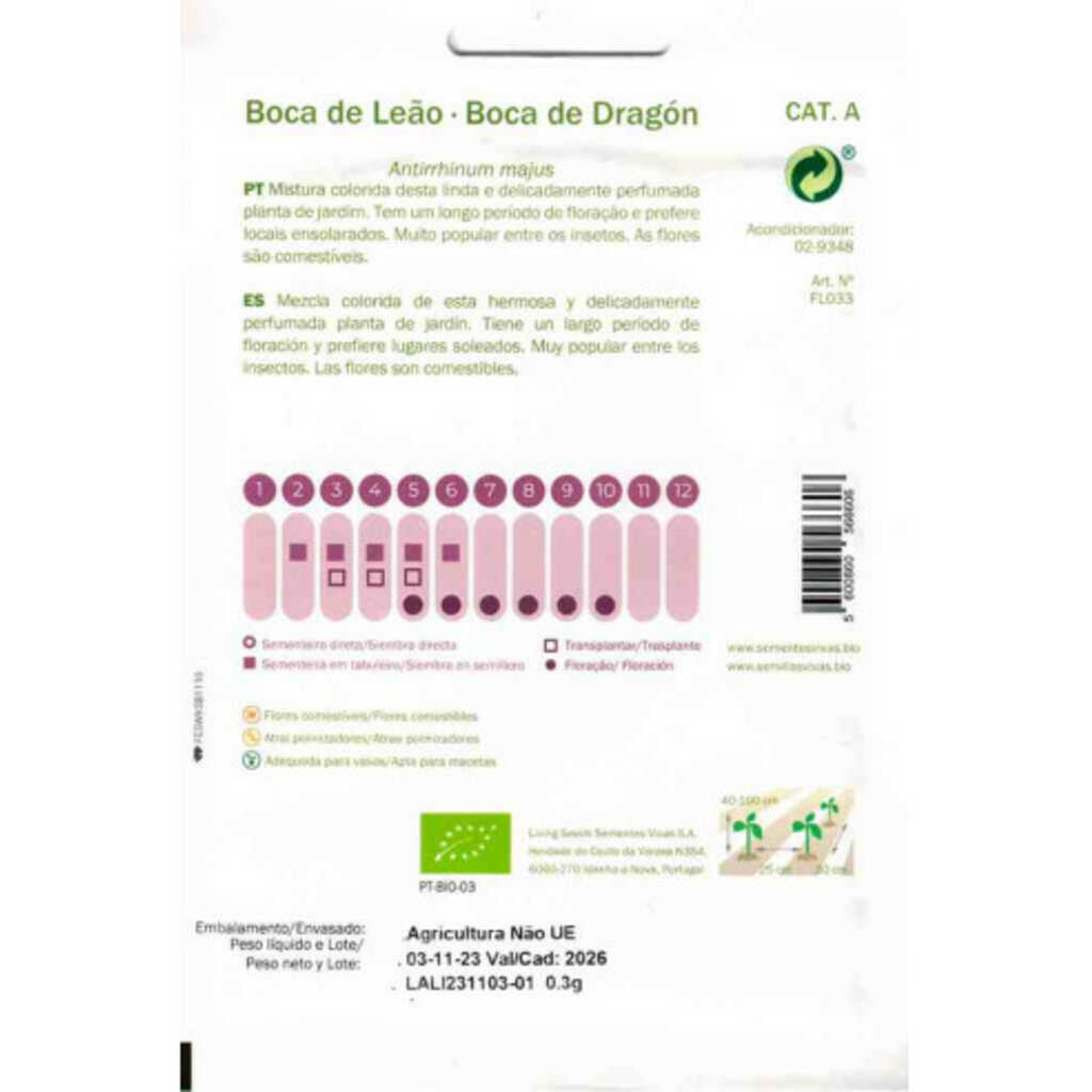 Semillas ecológicas de Boca de Dragón 3