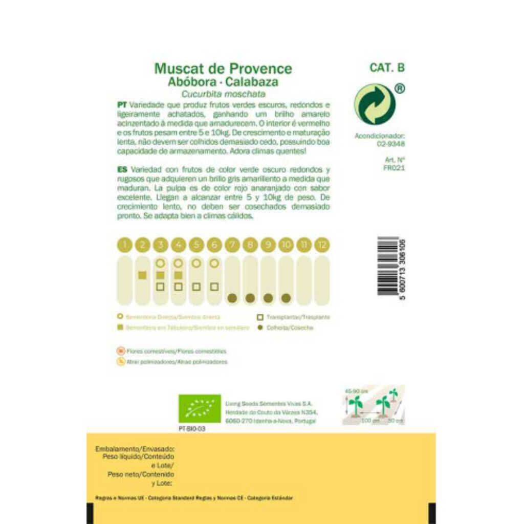 Semillas ecológicas de Calabaza Muscat de Provenza_1