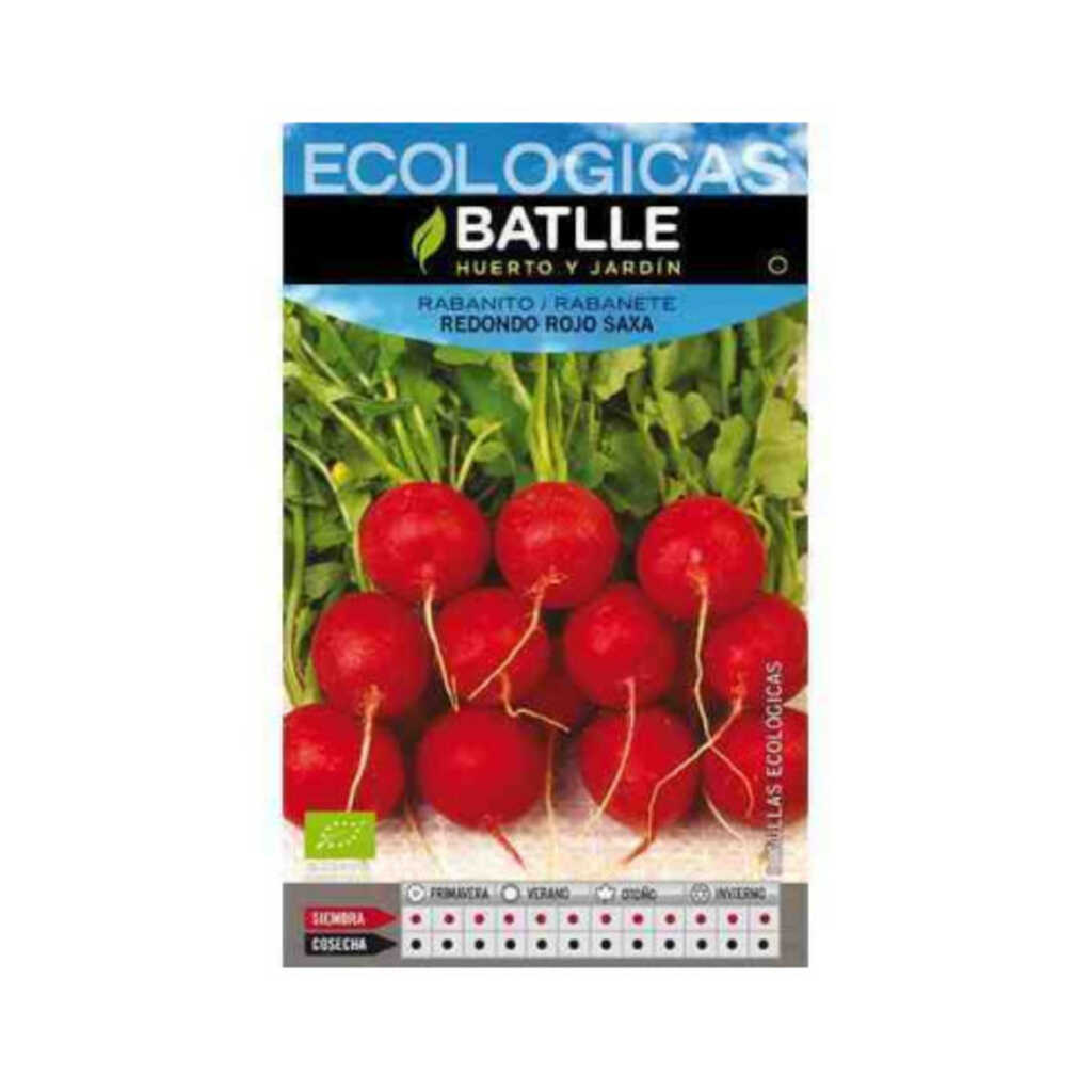 Semillas ecológicas de rabanito mediano largo rojo punta blanca 100g
