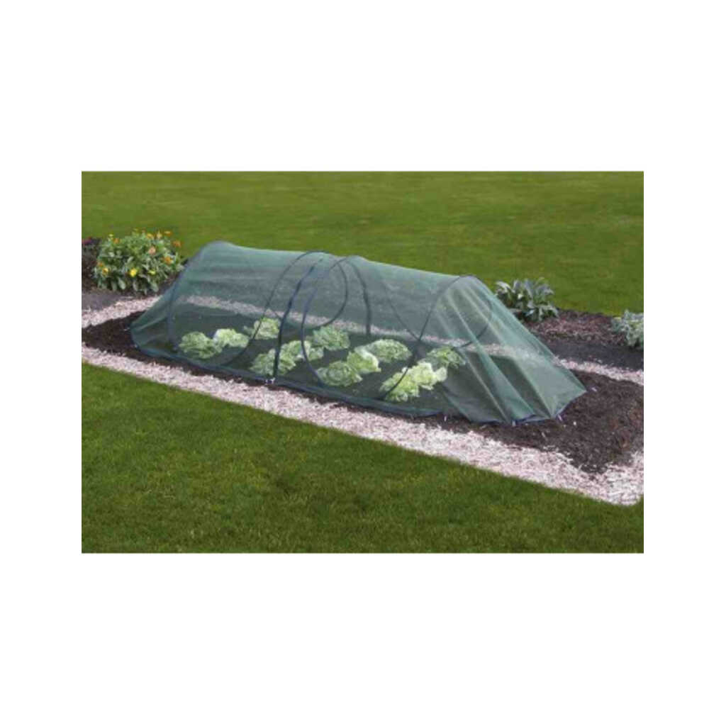 Tunel de cultivo con malla anti insectos y pájaros