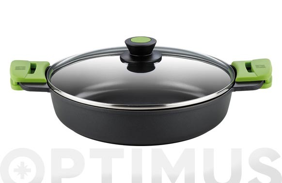 CAZUELA BAJA ALUMINIO FUNDIDO CON TAPA PRIOR 36 CM INDUCCION