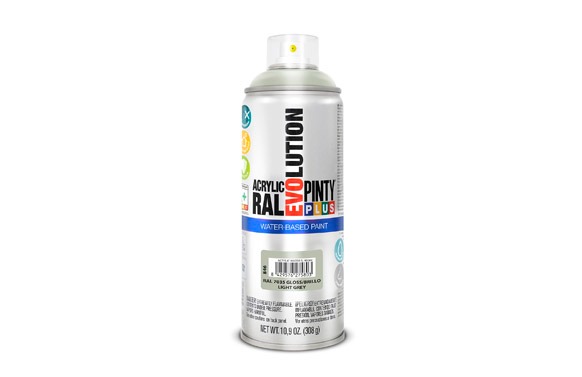 PINTURA SPRAY AL AGUA EVOLUTION WATER BASED 520CC RAL 7035 GRIS LUMINOSO BRILLO