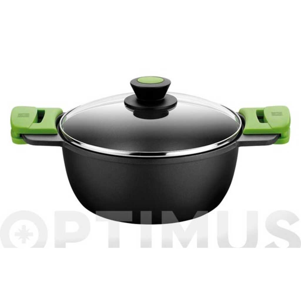 CAZUELA ALTA ALUMINIO FUNDIDO TAPA CRISTAL PRIOR 28 CM INDUCCION