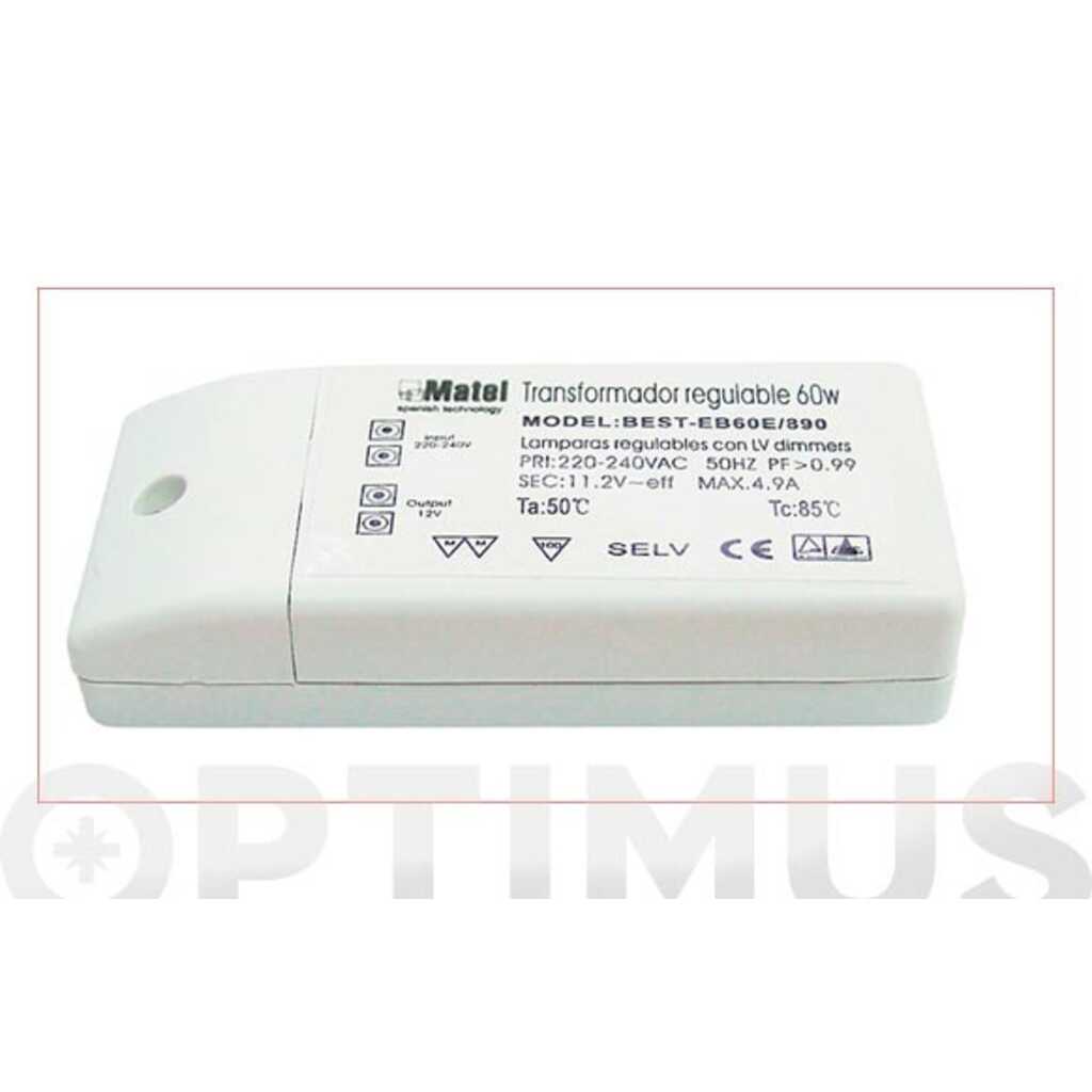 TRANSFORMADOR ELECTRONICO 12 V 60 W