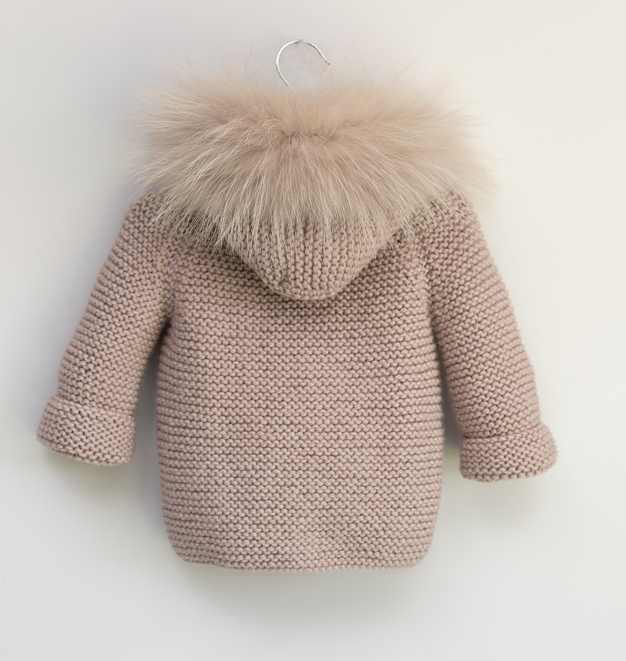 ABRIGO CAPUCHA MERINO PELO NATURAL BOLSILLOS ROSA EMPOLVADO 2