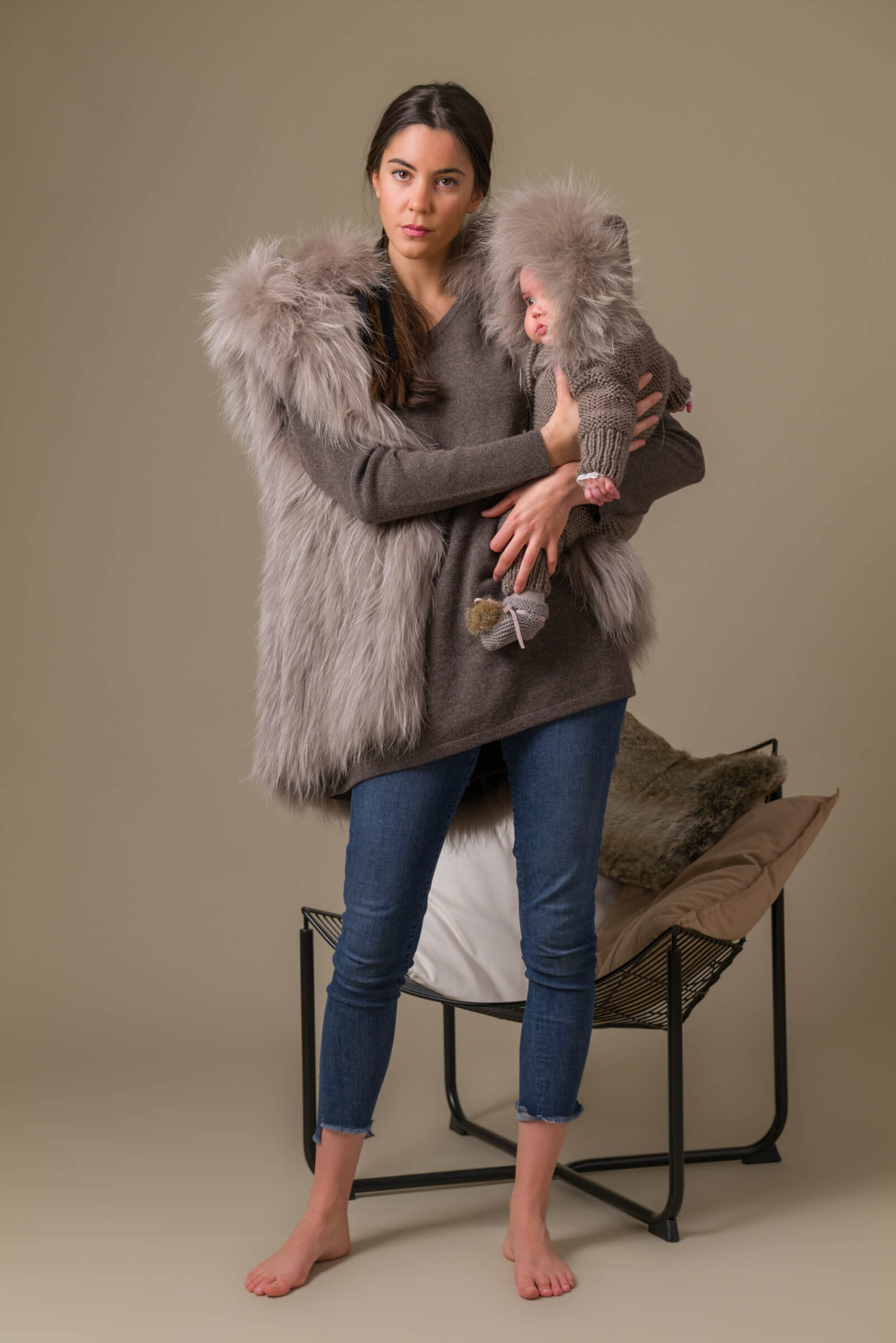 BUZO MERINO PLUS CELESTE  PELO NATURAL VISON 7