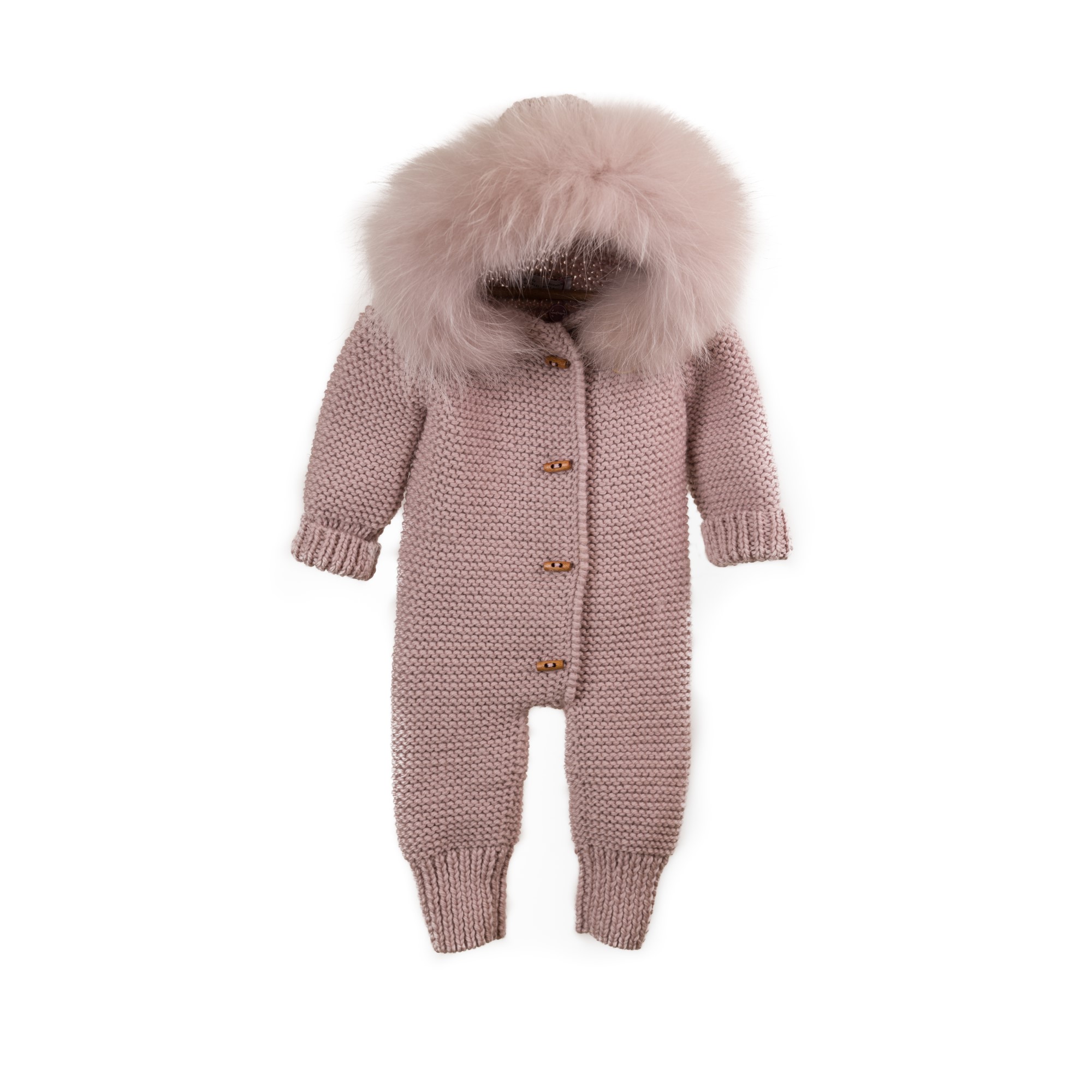 BUZO MERINO PLUS CELESTE  PELO NATURAL ROSA EMPOLVADO