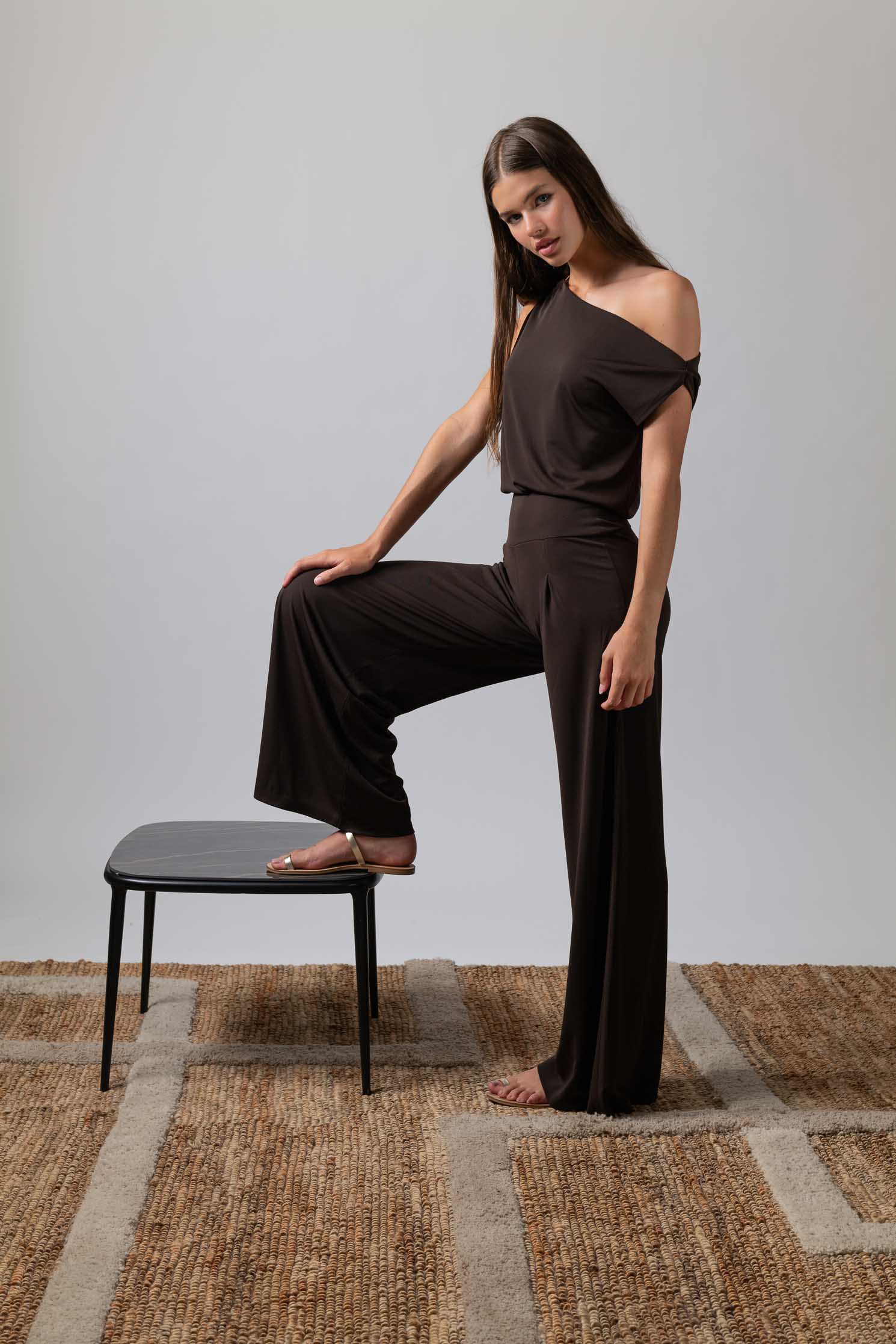 PANTALON ELEPHANT TESSUTO CHOCOLATE BROWN