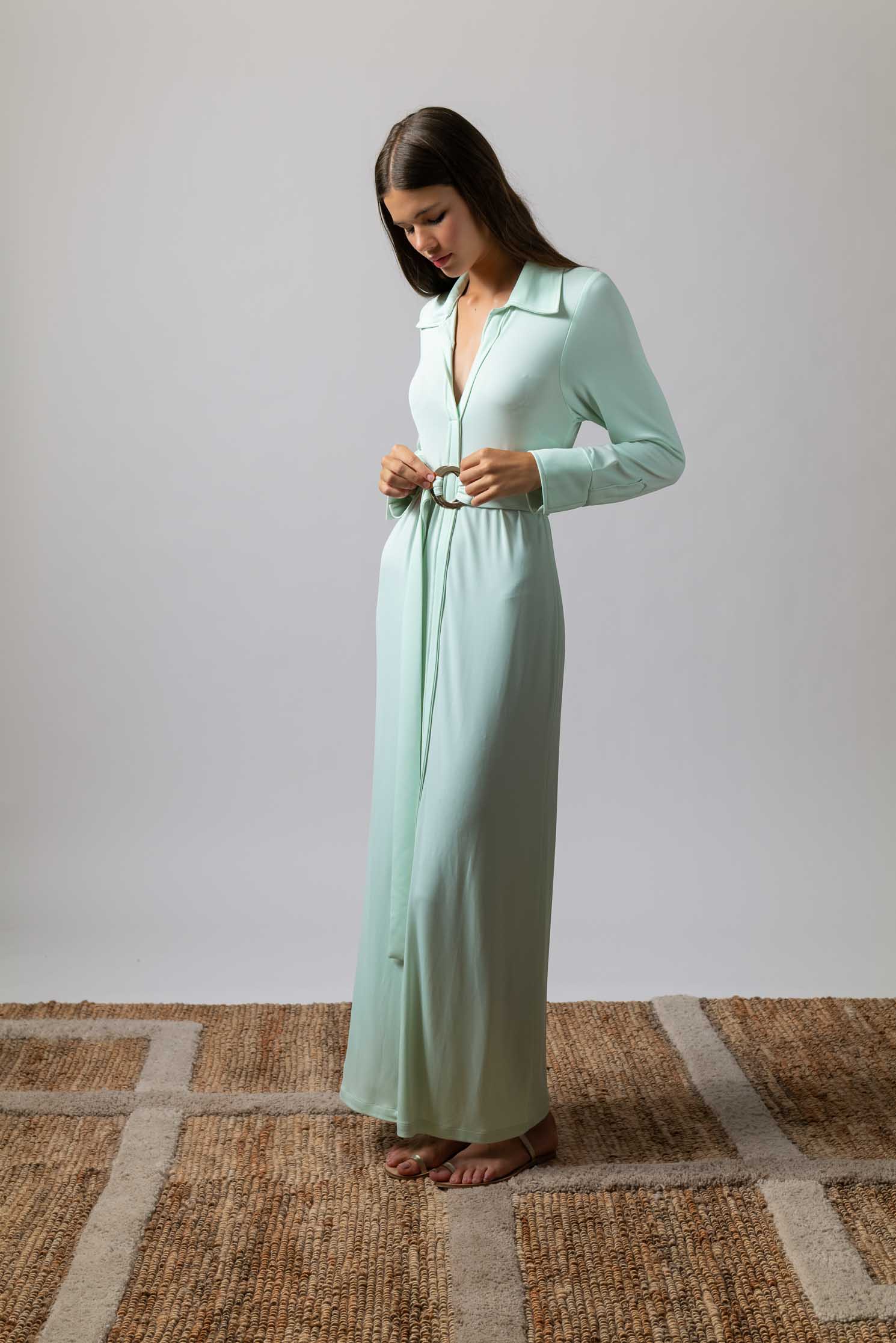 VESTIDO ABATINO VERDE AGUA