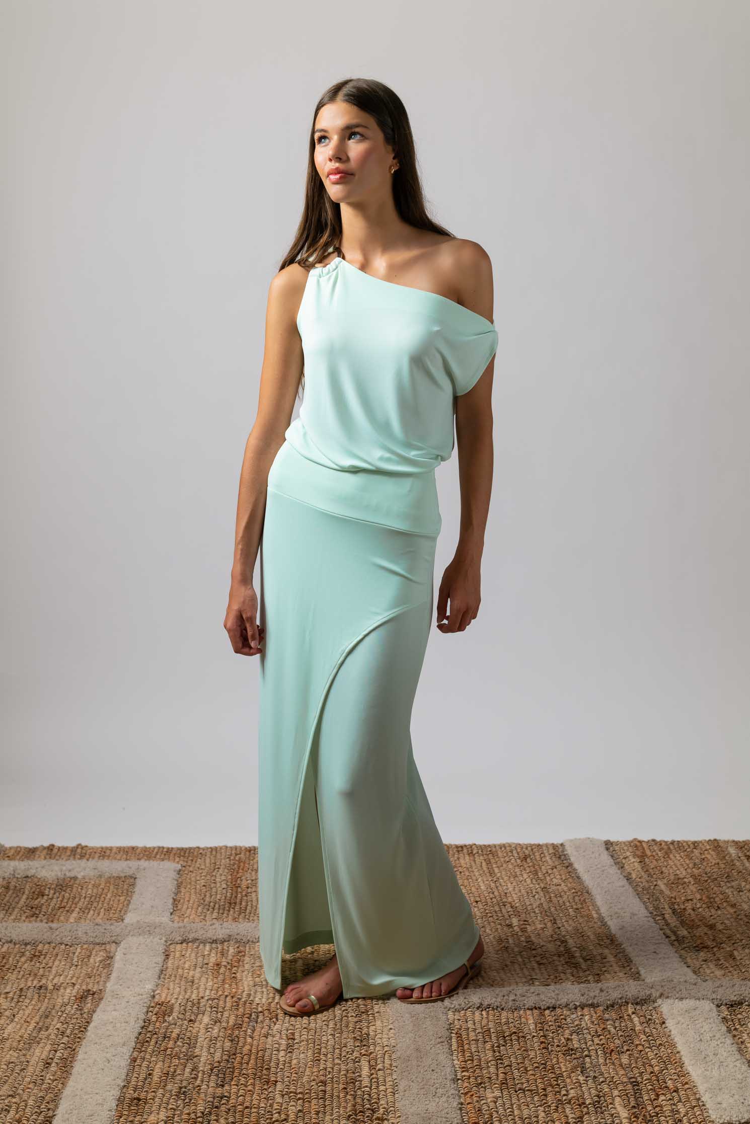 FALDA TULIPAN TESSUTO VERDE AGUA