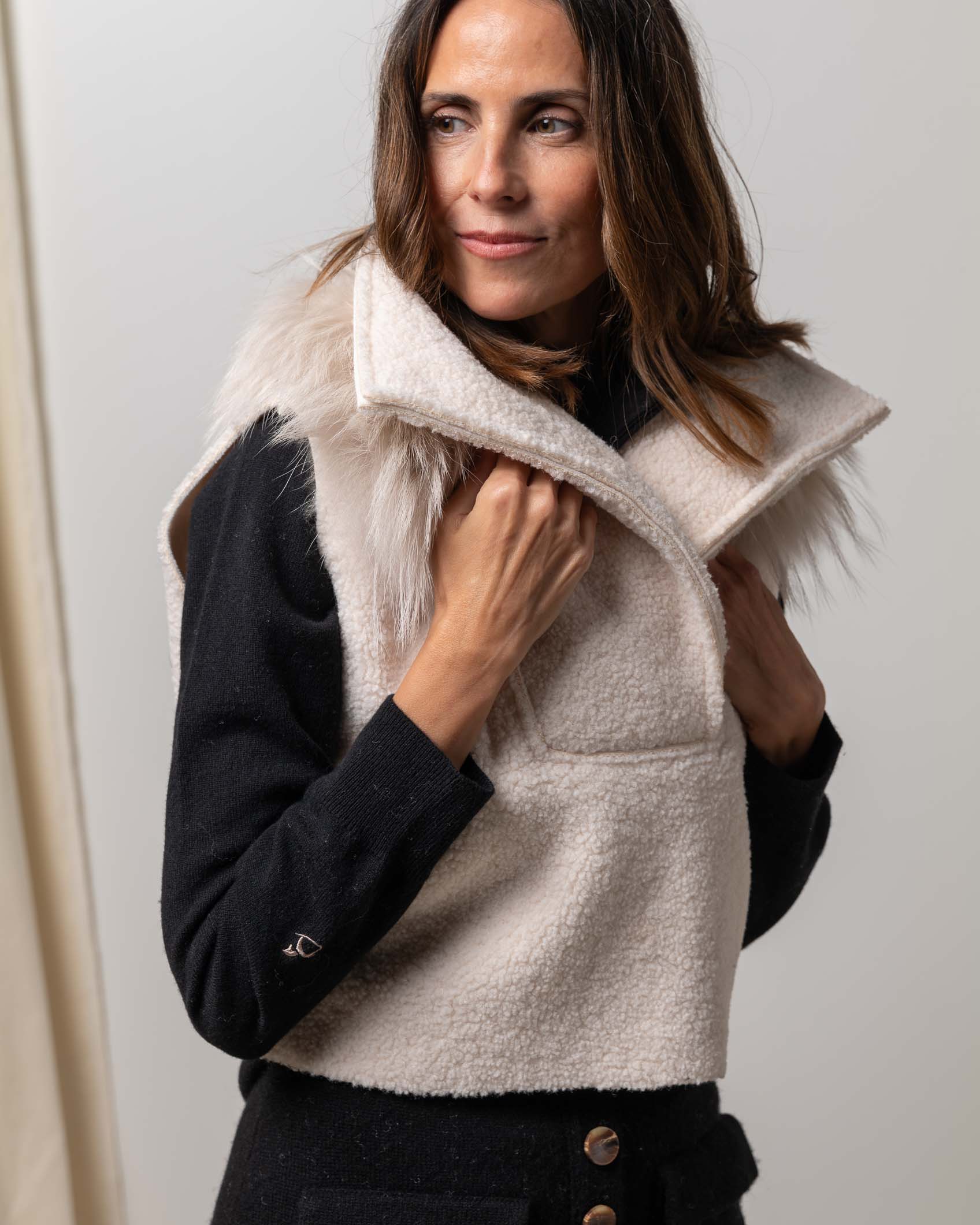 CHALECO BORREGUITO BLACK TALLA S/M BEIGE
