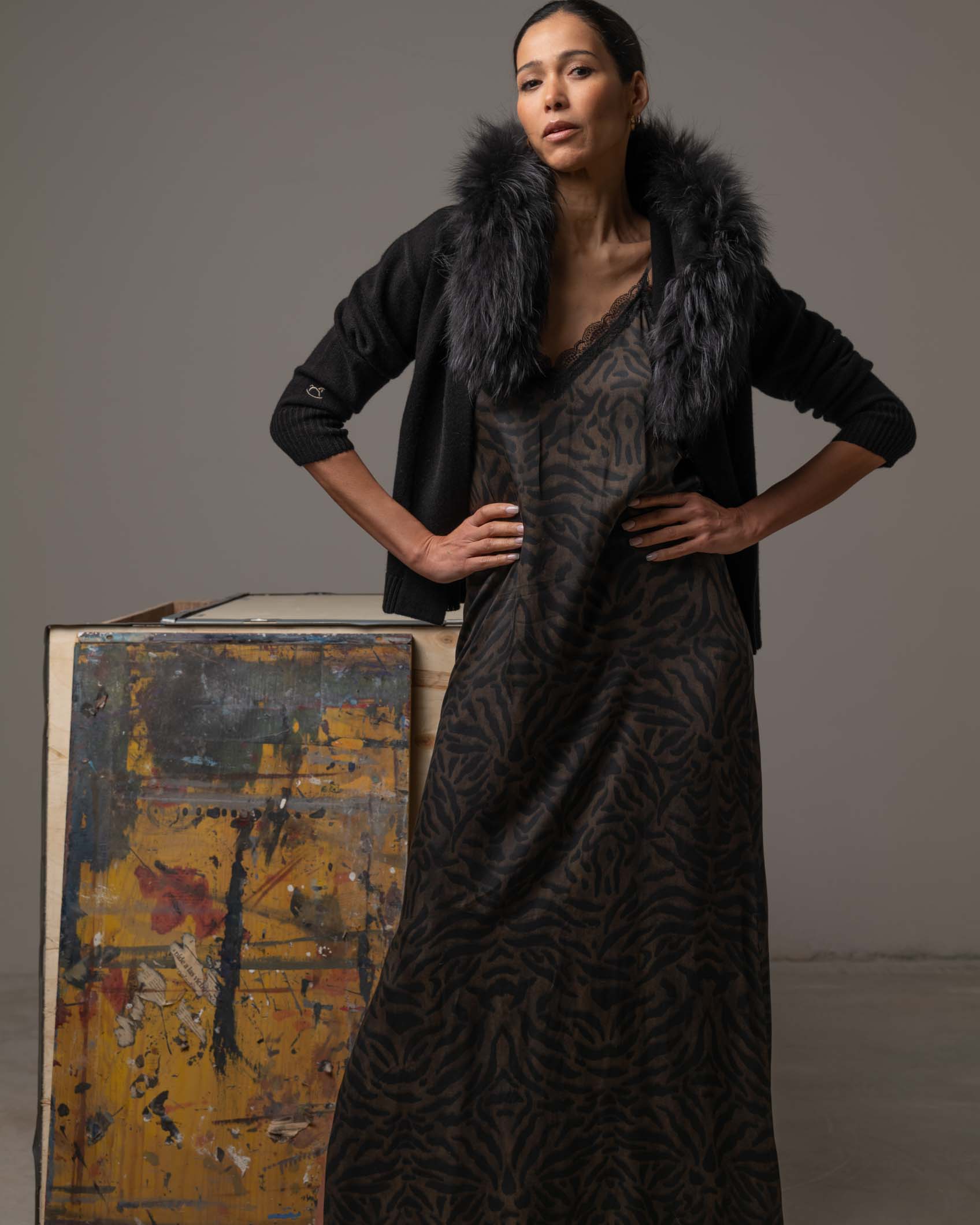 VESTIDO LENCERO GREEN ZEBRA PRINT 5