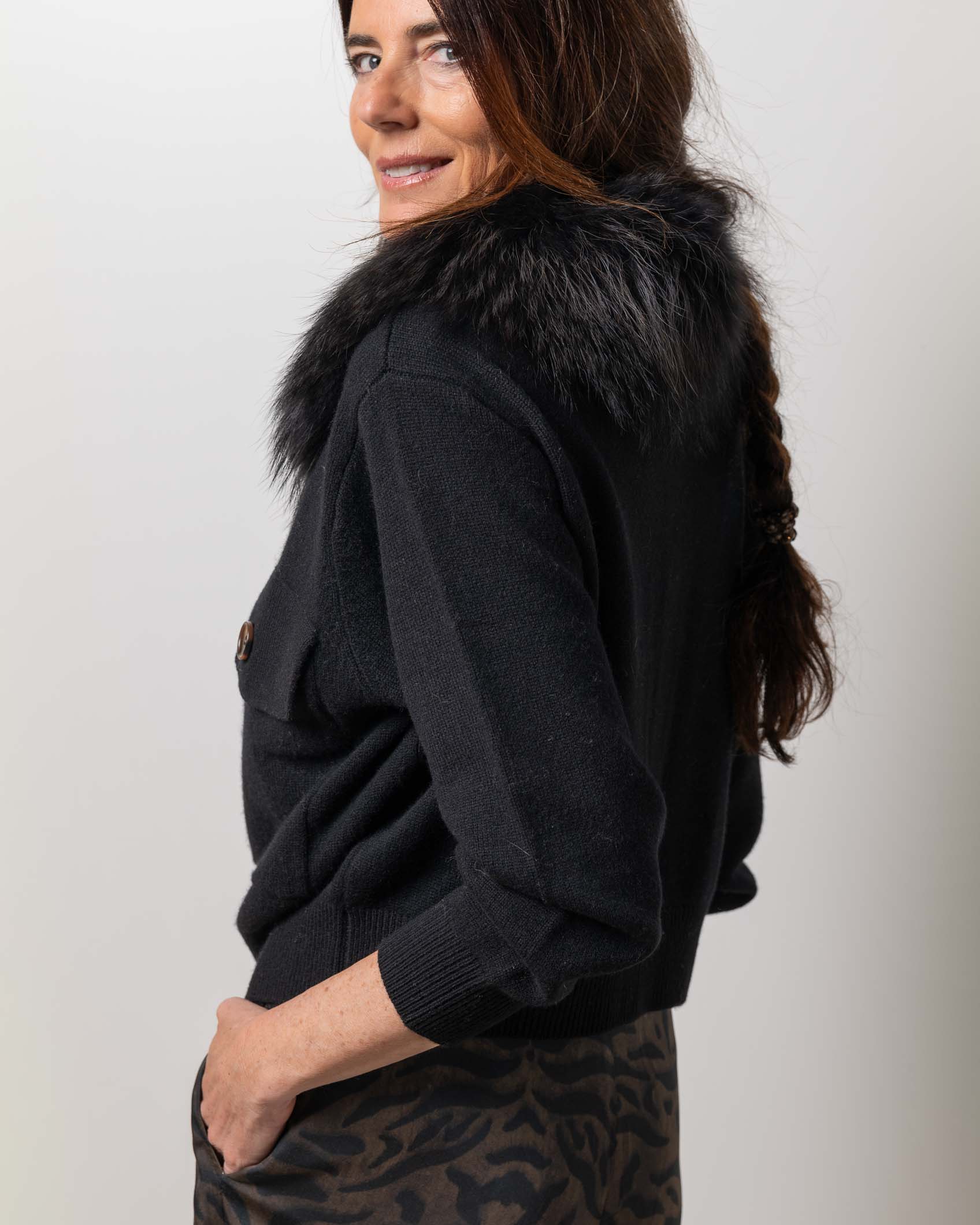 BOMBER CASHMERE BLACK NEGRO