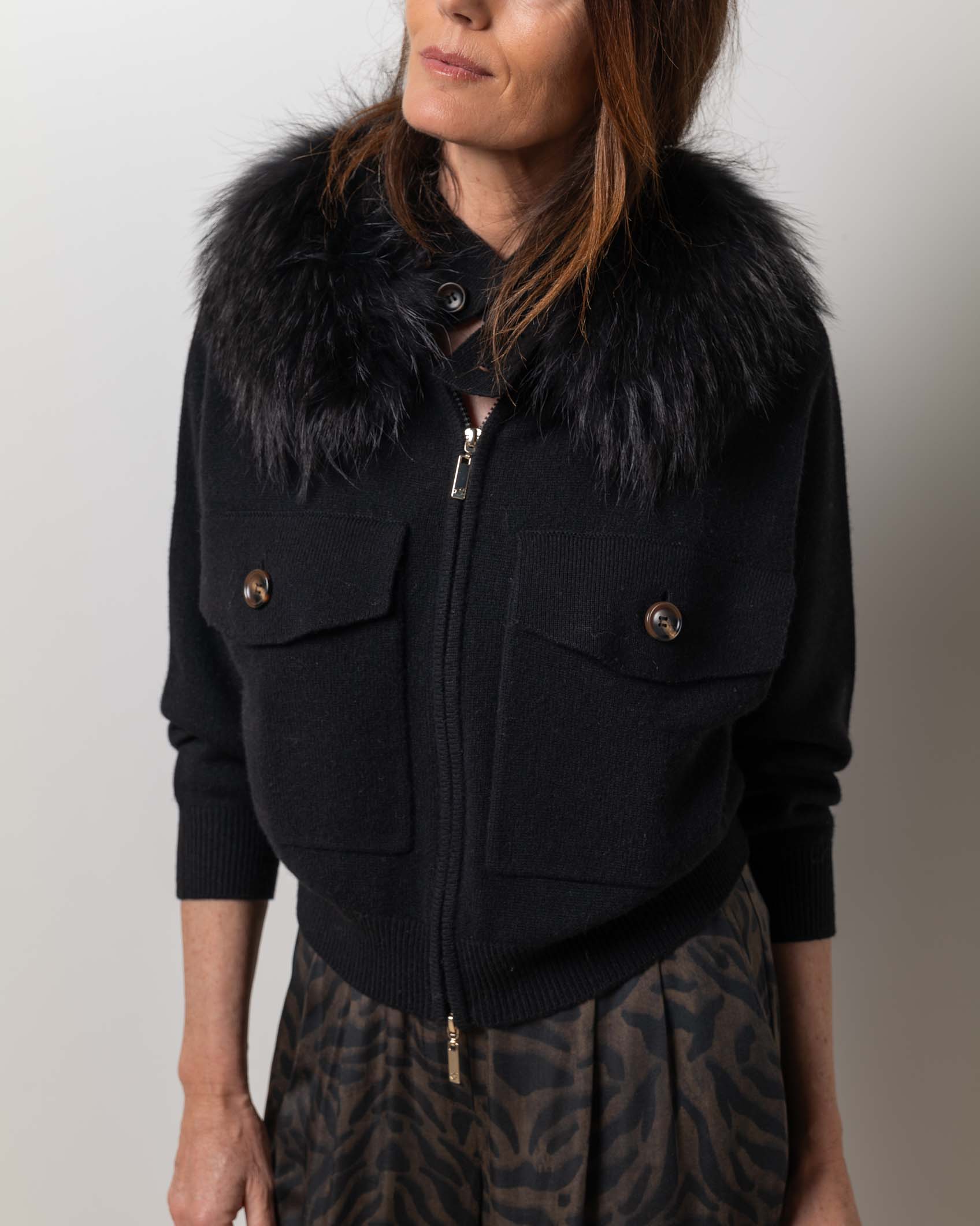 BOMBER CASHMERE BLACK NEGRO 4