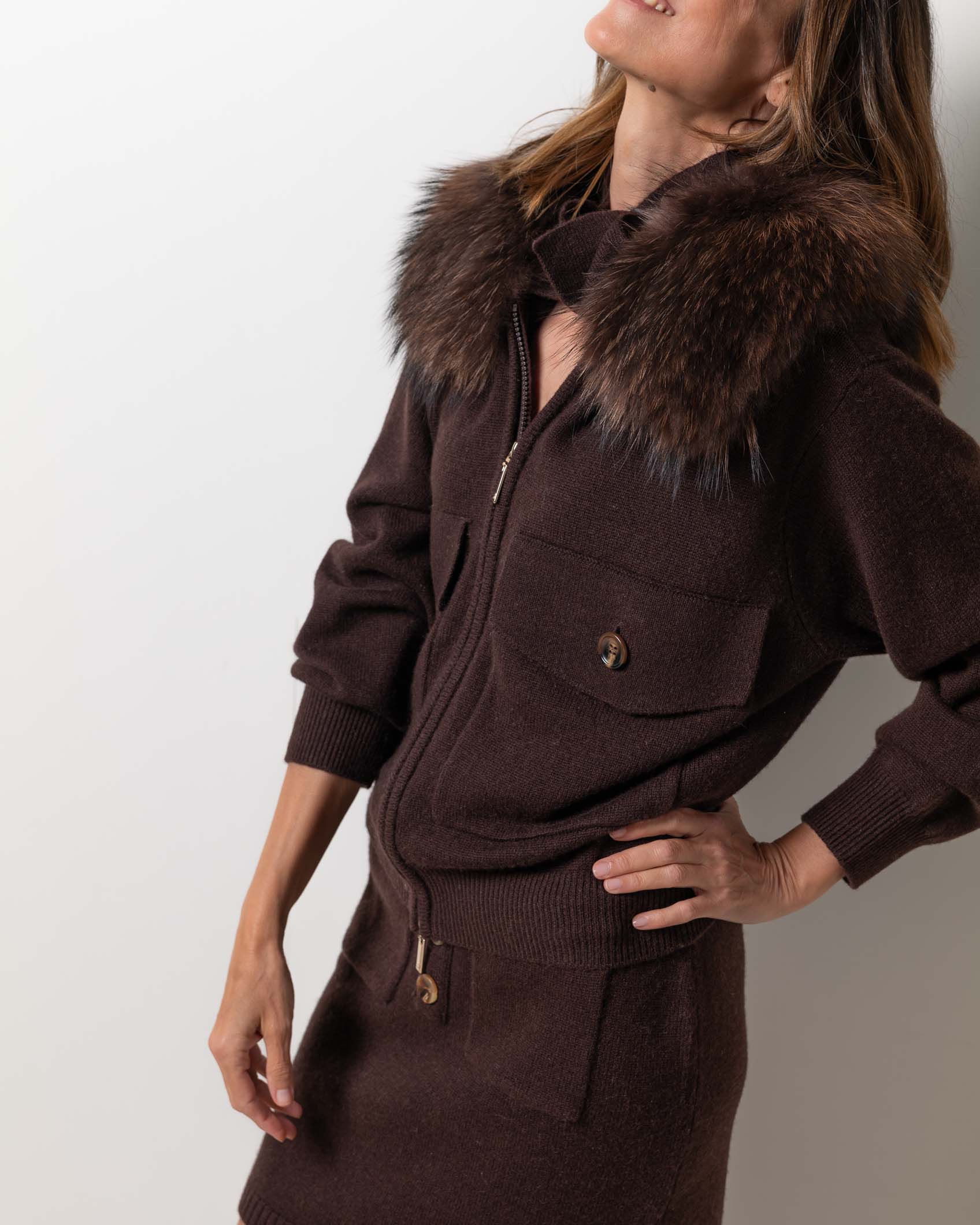 BOMBER CASHMERE CHOCOLATE BROWN 6