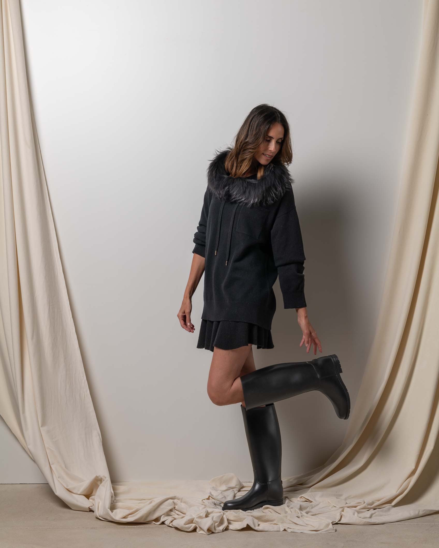 JERSEY OVER BOLSILLO CASHMERE NEGRO