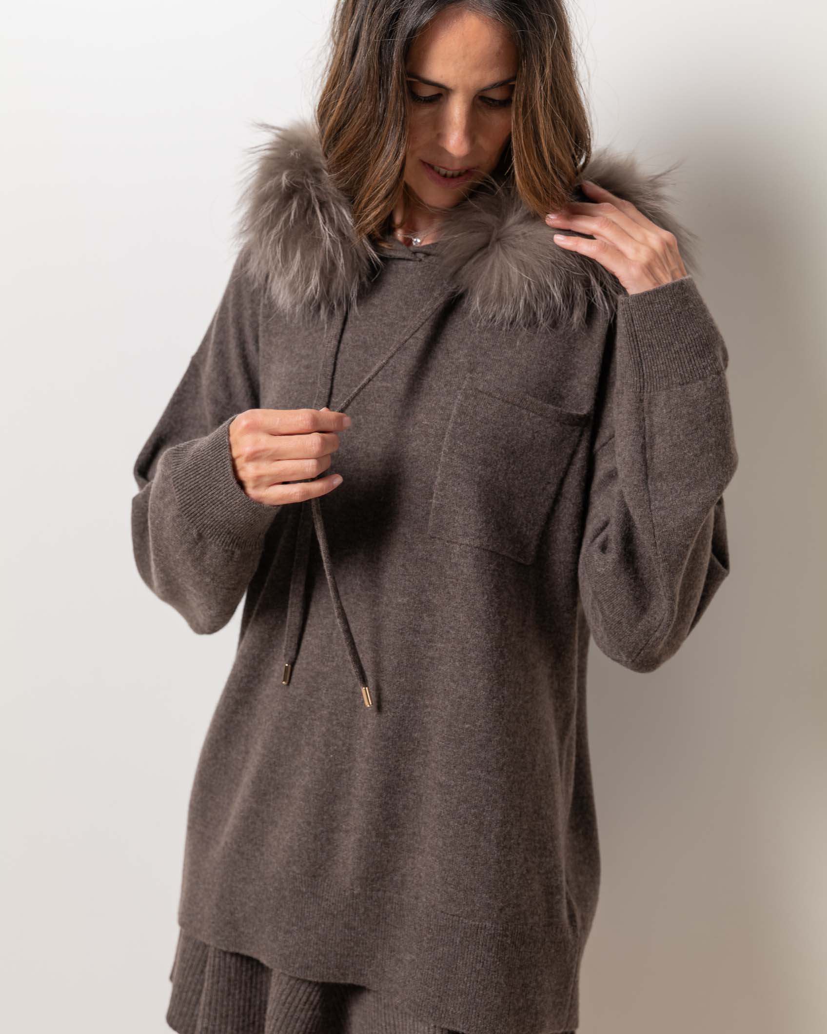 JERSEY OVER BOLSILLO CASHMERE DARK MINK 4