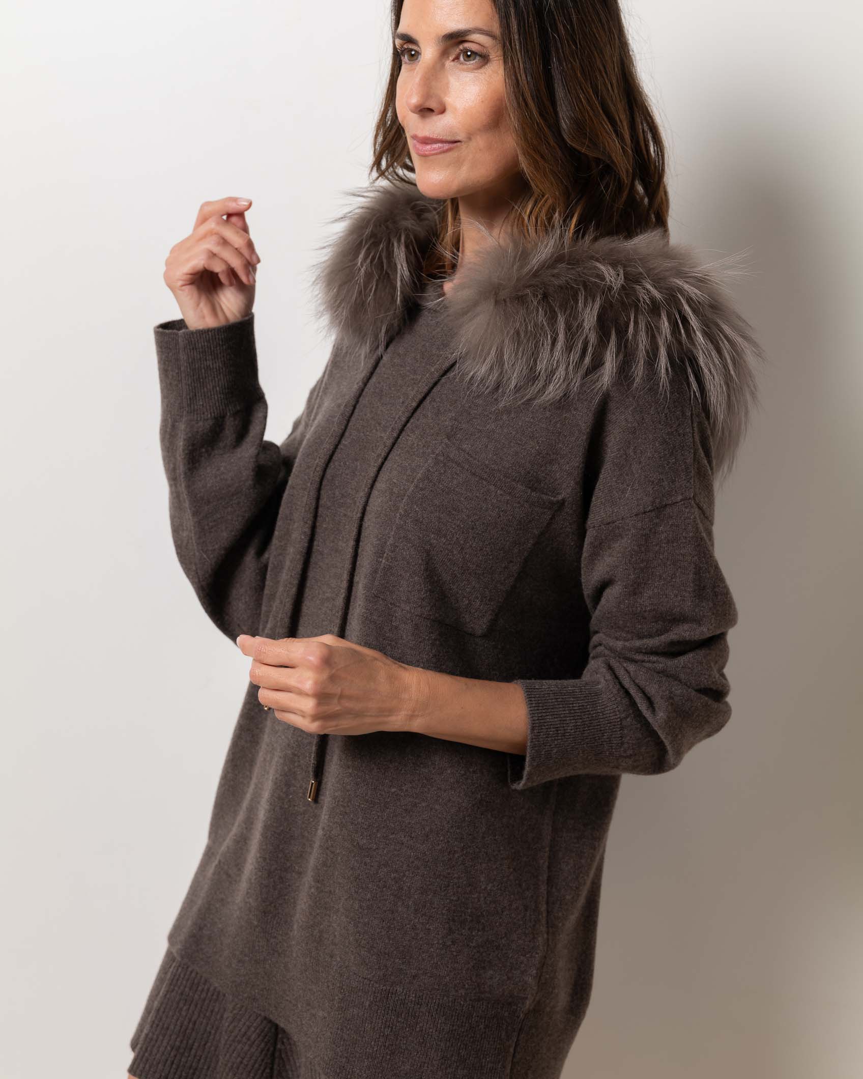 JERSEY OVER BOLSILLO CASHMERE DARK MINK 5