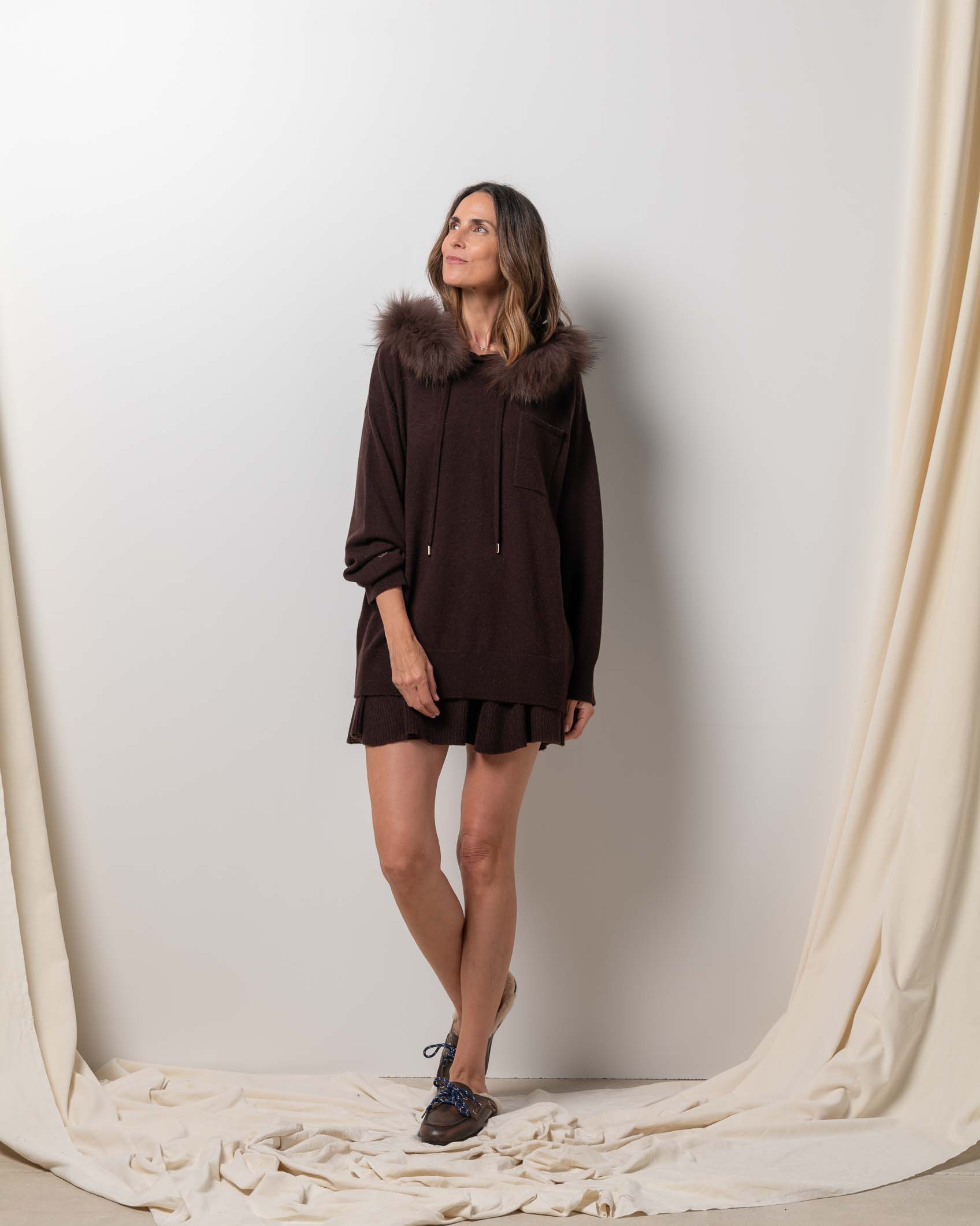 JERSEY OVER BOLSILLO CASHMERE CHOCOLATE BROWN