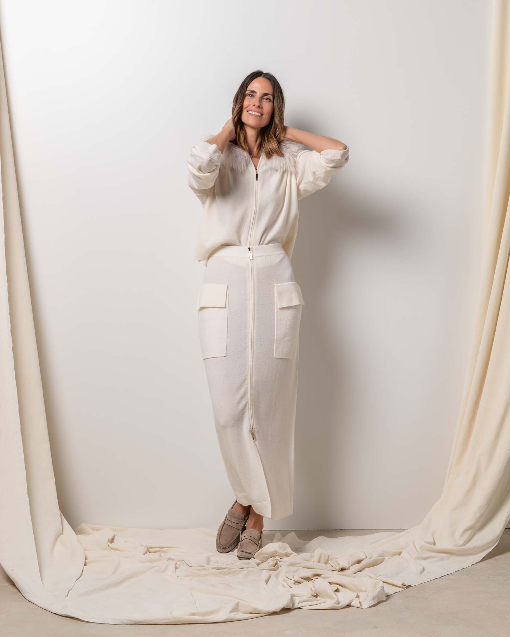 FALDA ZIPPER CASHMERE BEIG