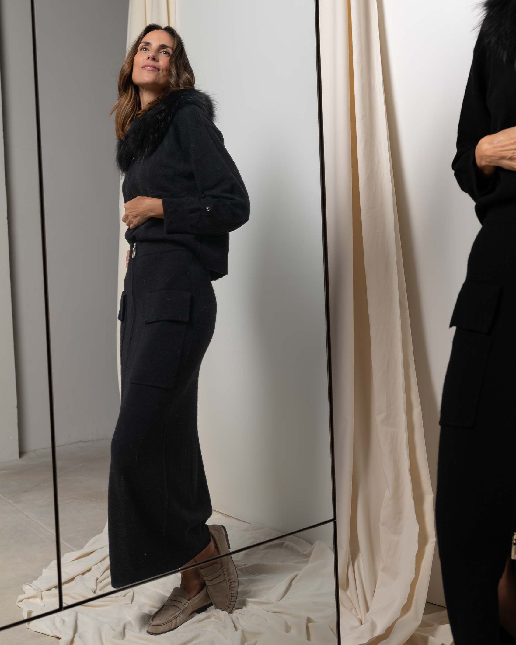 CARDIGAN ZIPPER CASHMERE NEGRO