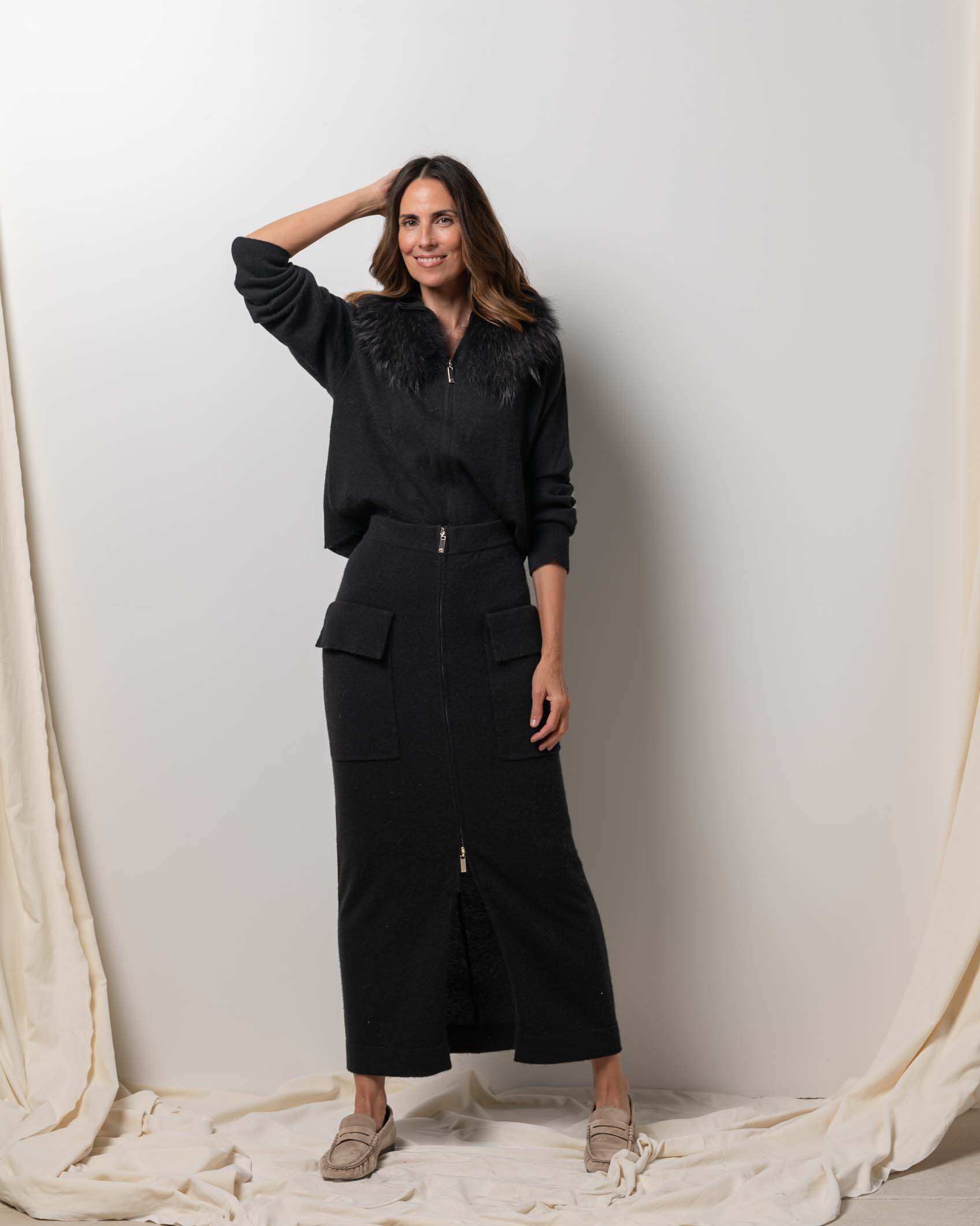 CARDIGAN ZIPPER CASHMERE NEGRO 3