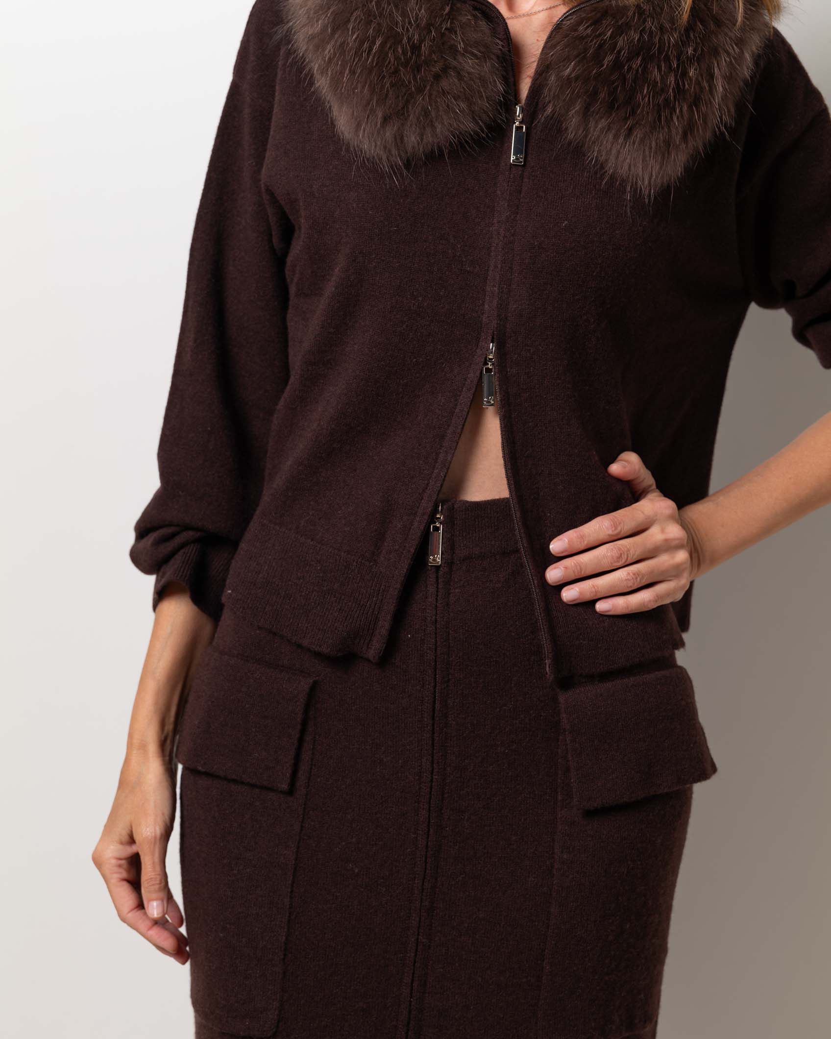 CARDIGAN ZIPPER CASHMERE CHOCOLATE BROWN 3