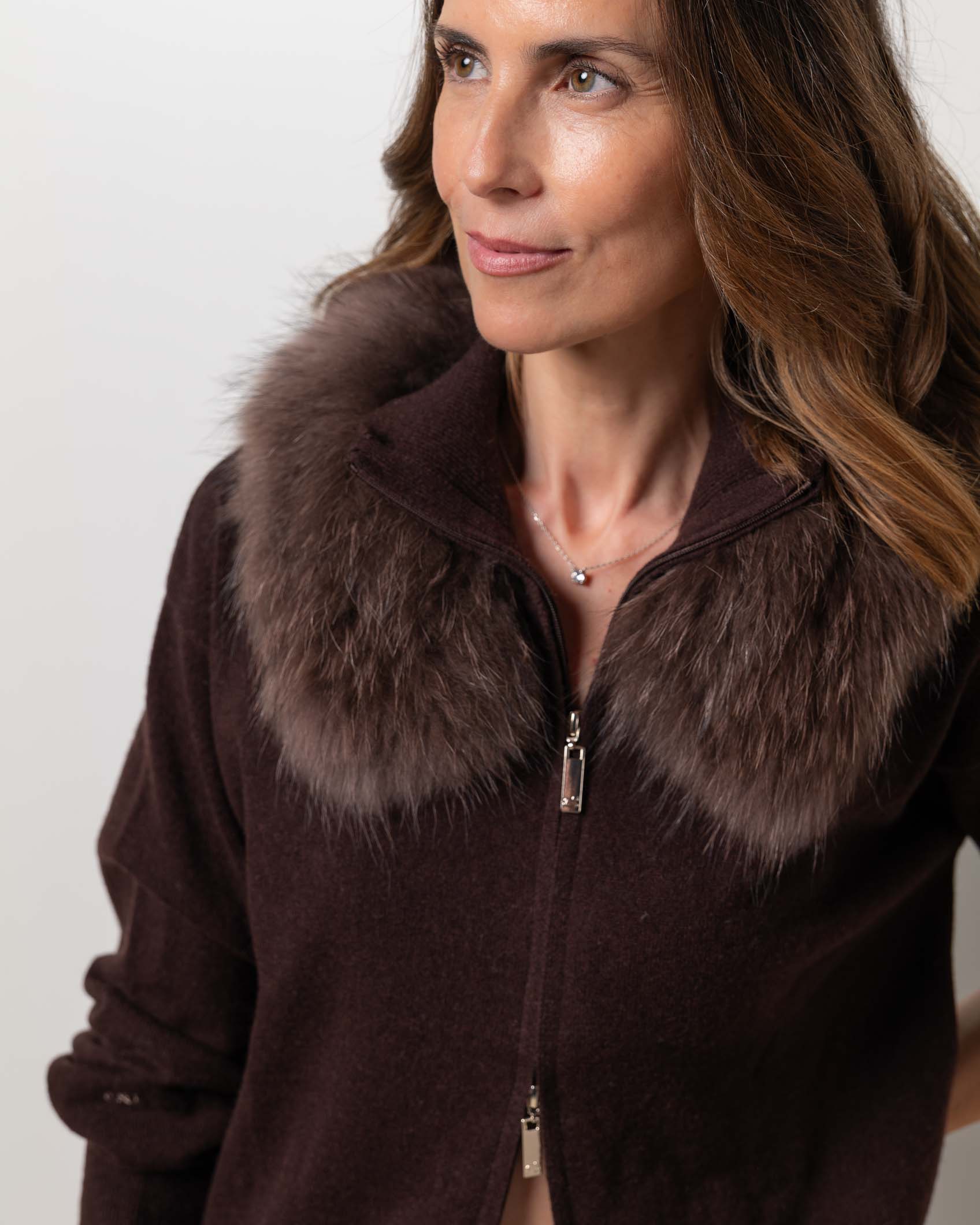 CARDIGAN ZIPPER CASHMERE CHOCOLATE BROWN 4