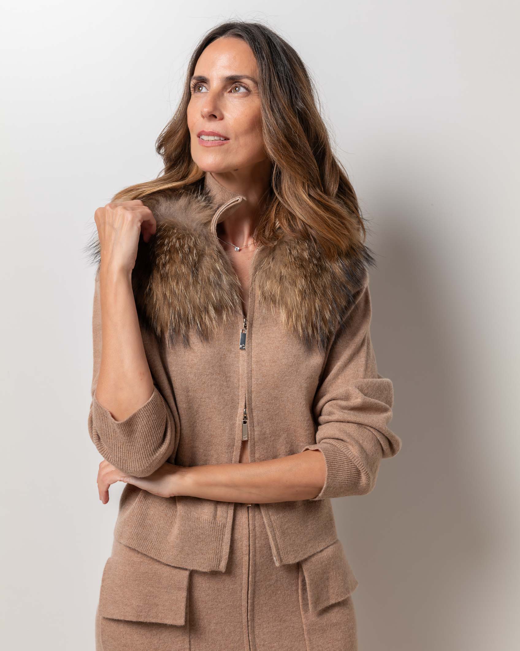 CARDIGAN ZIPPER CASHMERE ROCK CAMEL 2