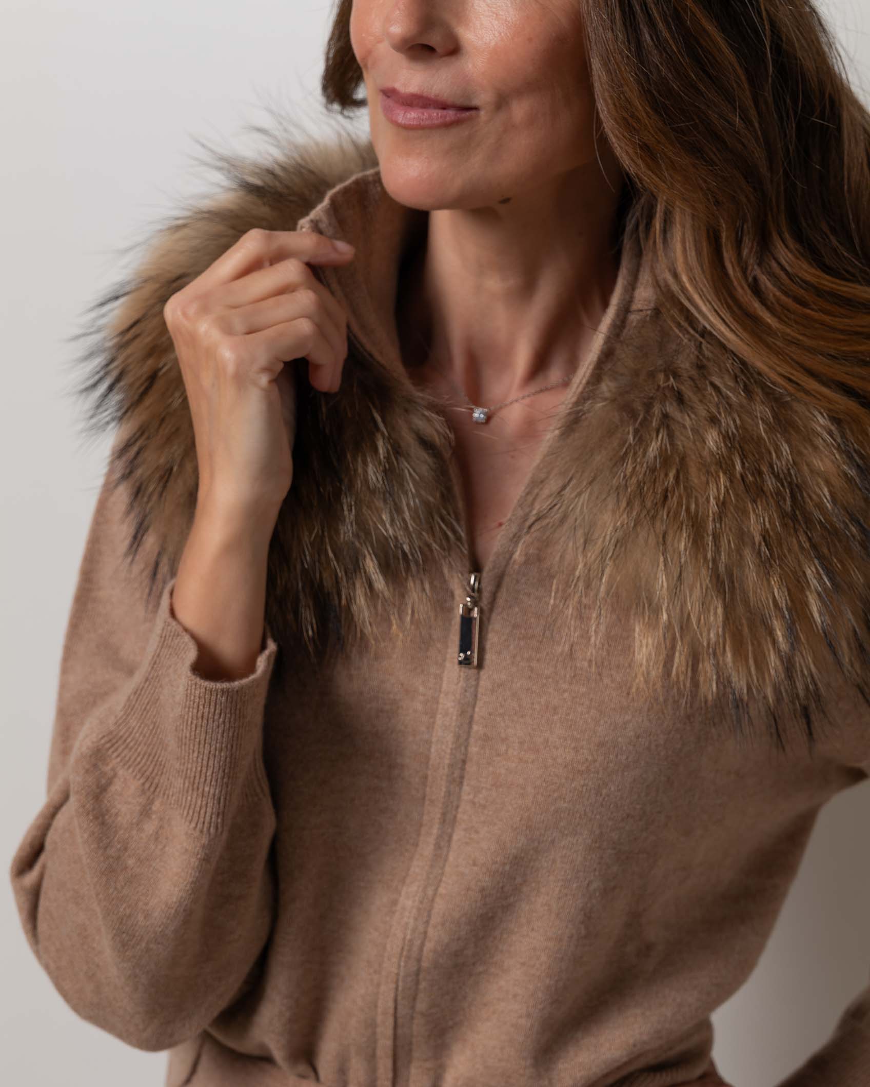 CARDIGAN ZIPPER CASHMERE ROCK CAMEL 7
