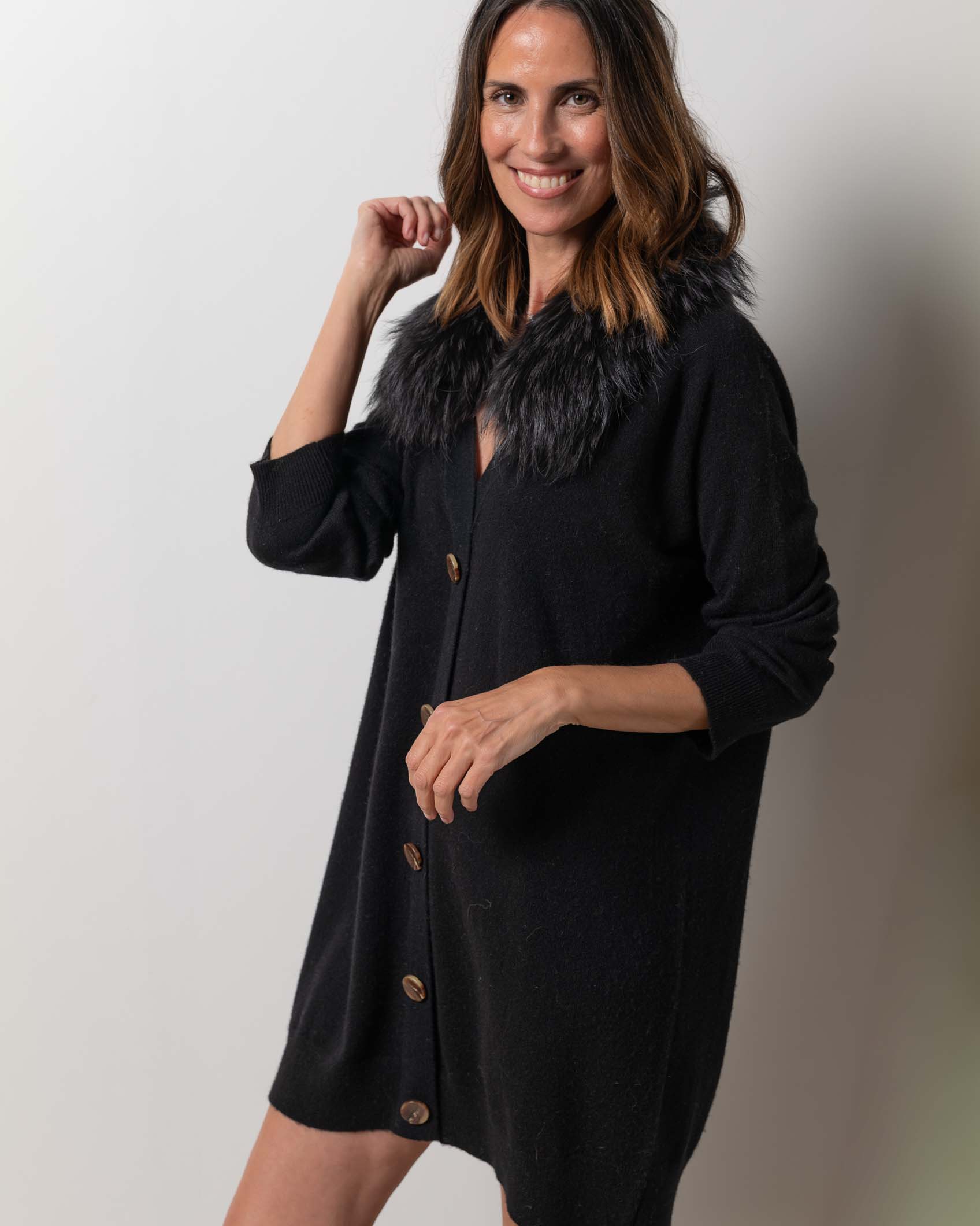 VESTIDO CARDIGAN MINI CASHMERE NEGRO 2