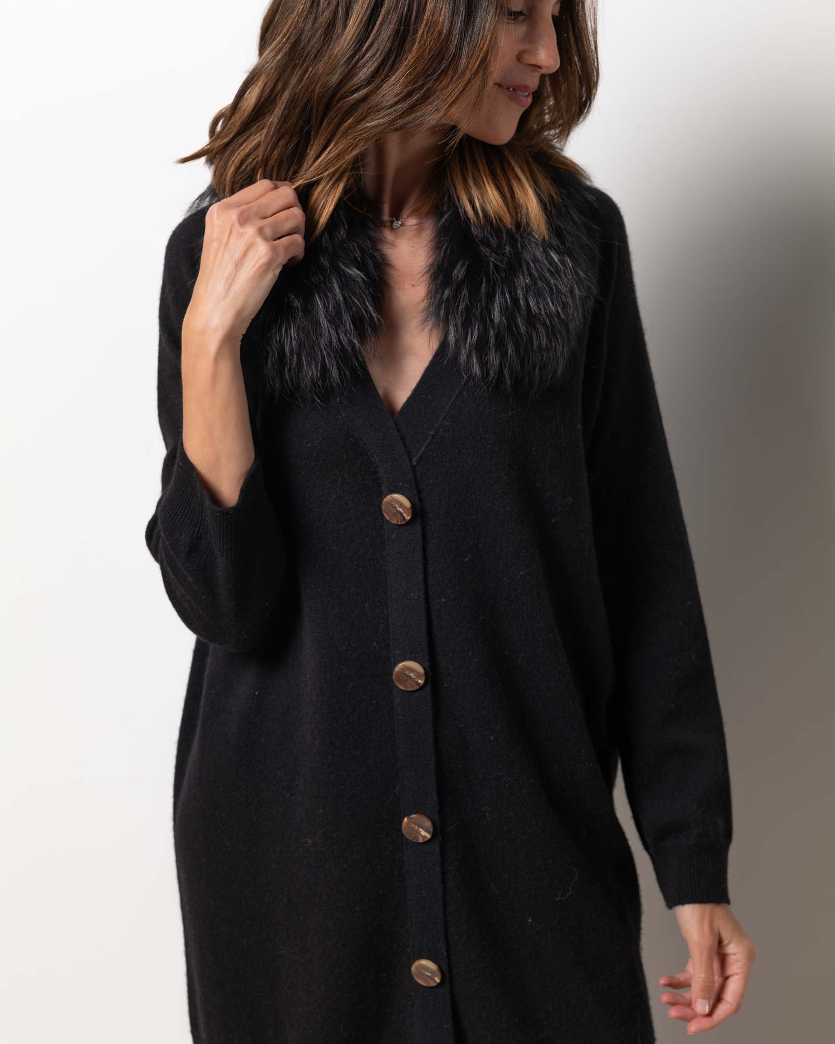 VESTIDO CARDIGAN MINI CASHMERE NEGRO 4