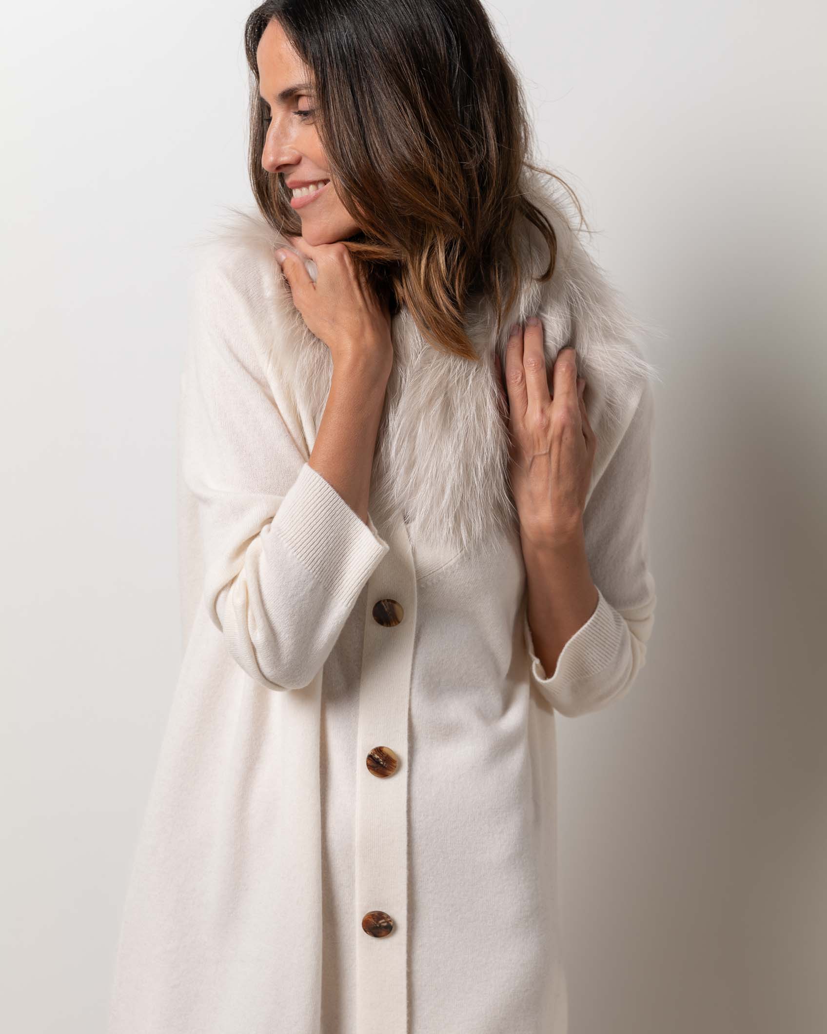 VESTIDO CARDIGAN MINI CASHMERE BEIG 3