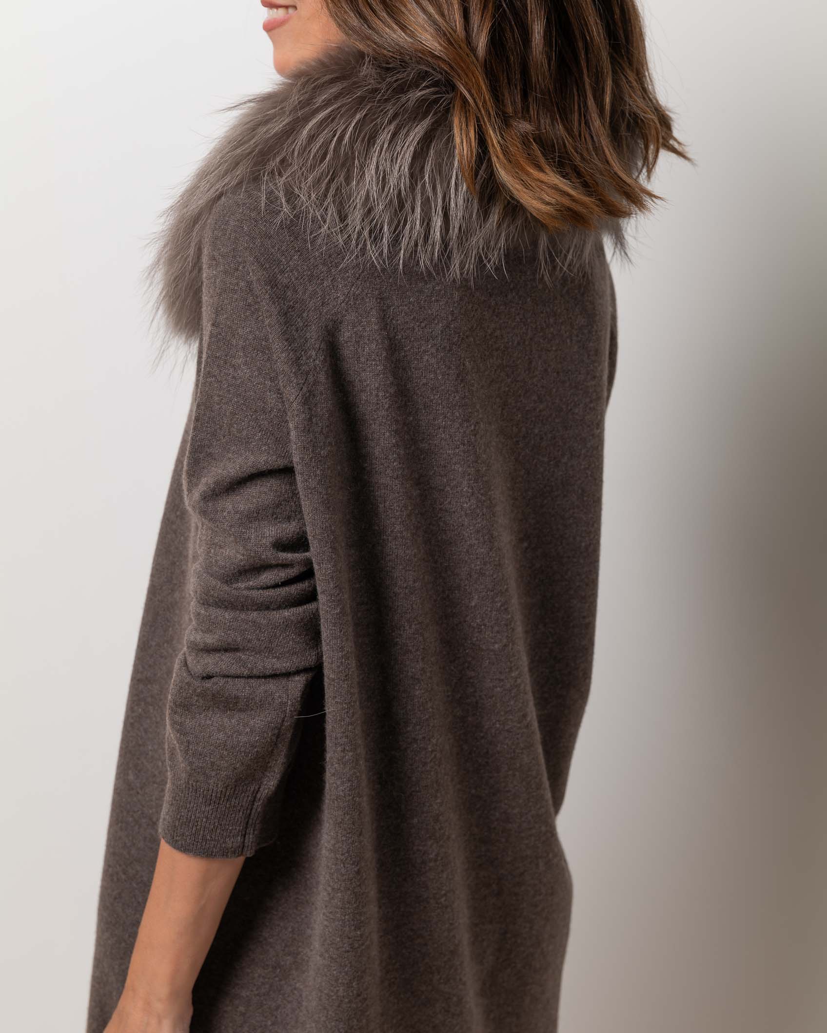 VESTIDO CARDIGAN MINI CASHMERE DARK MINK 3