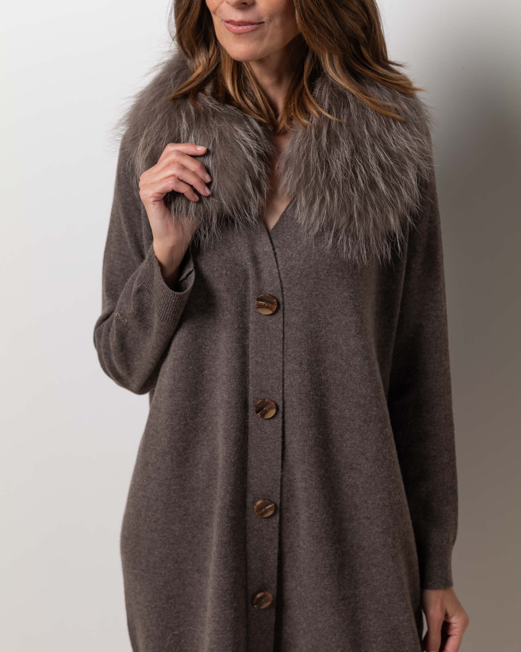 VESTIDO CARDIGAN MINI CASHMERE DARK MINK 6