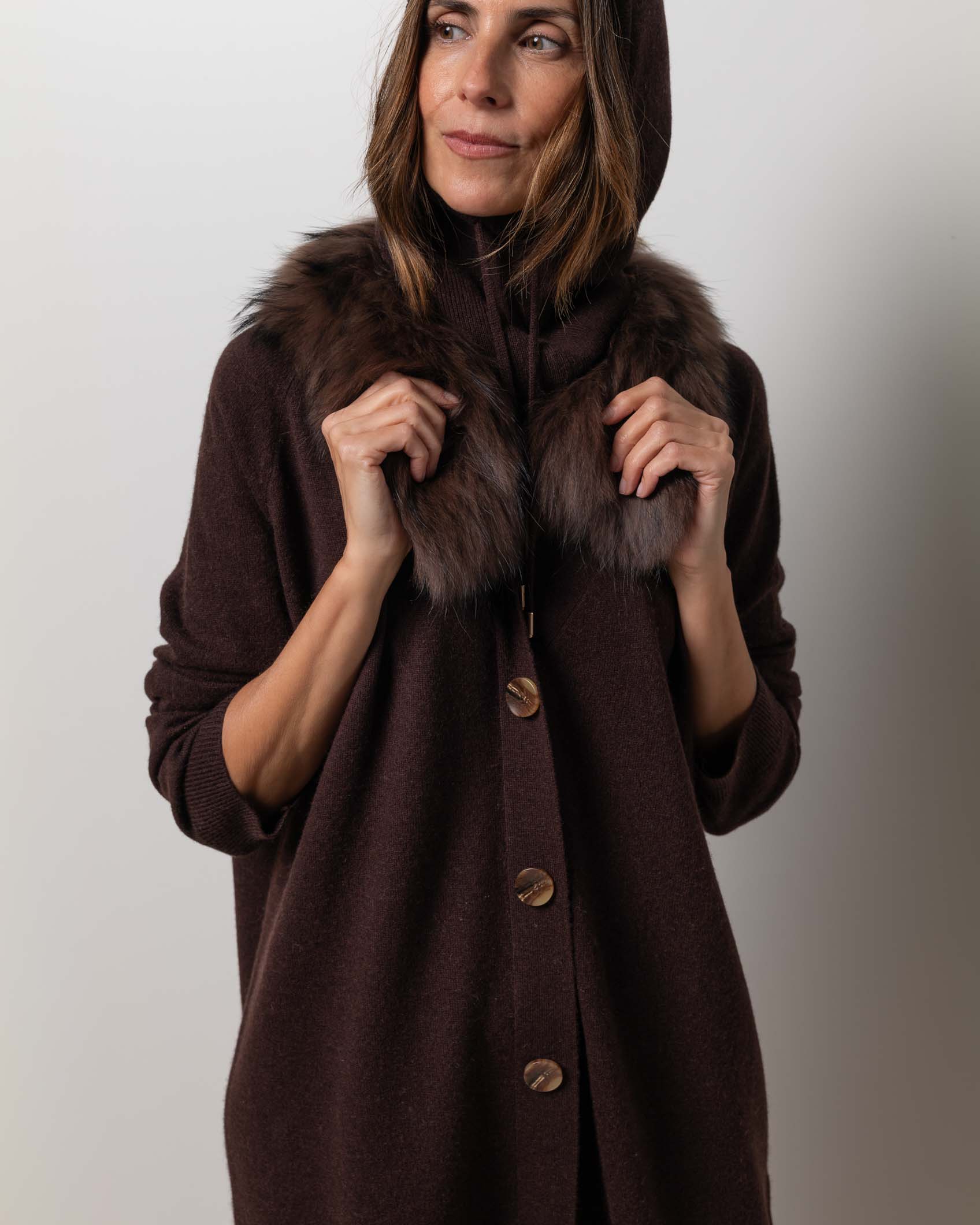 VESTIDO CARDIGAN MINI CASHMERE CHOCOLATE BROWN 5