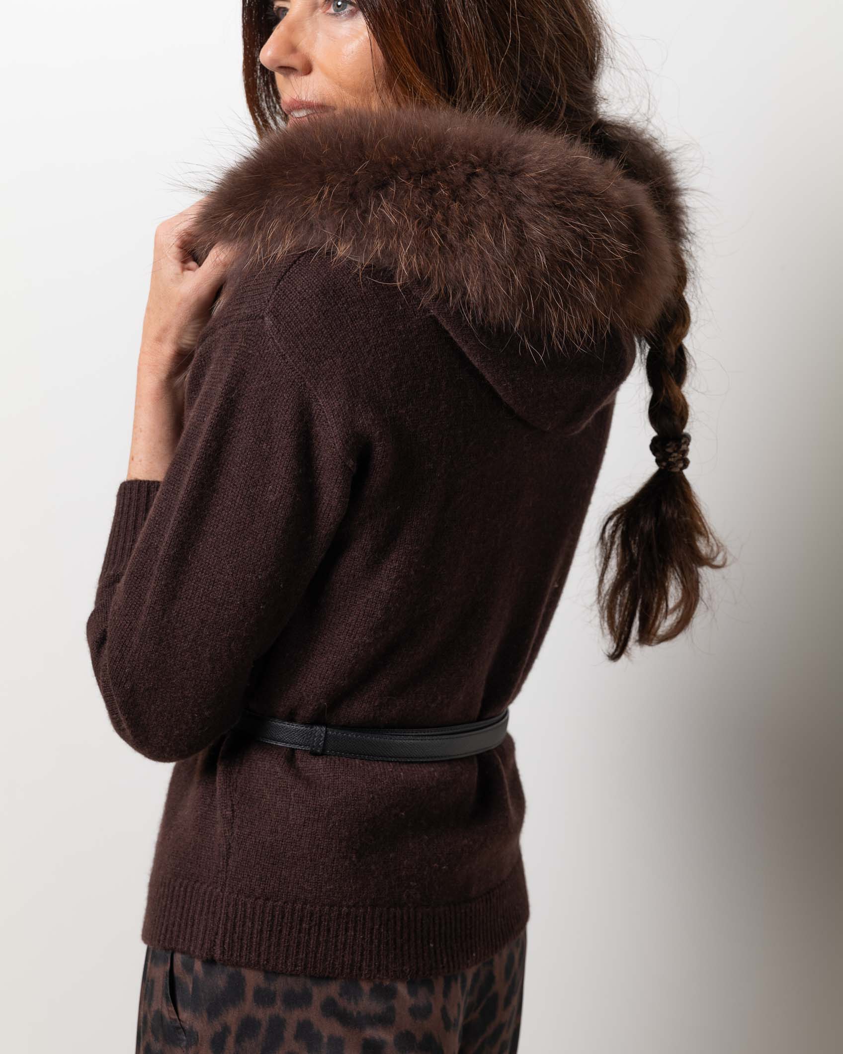 BOLERO CAPUCHA CASHMERE CHOCOLATE BROWN 3
