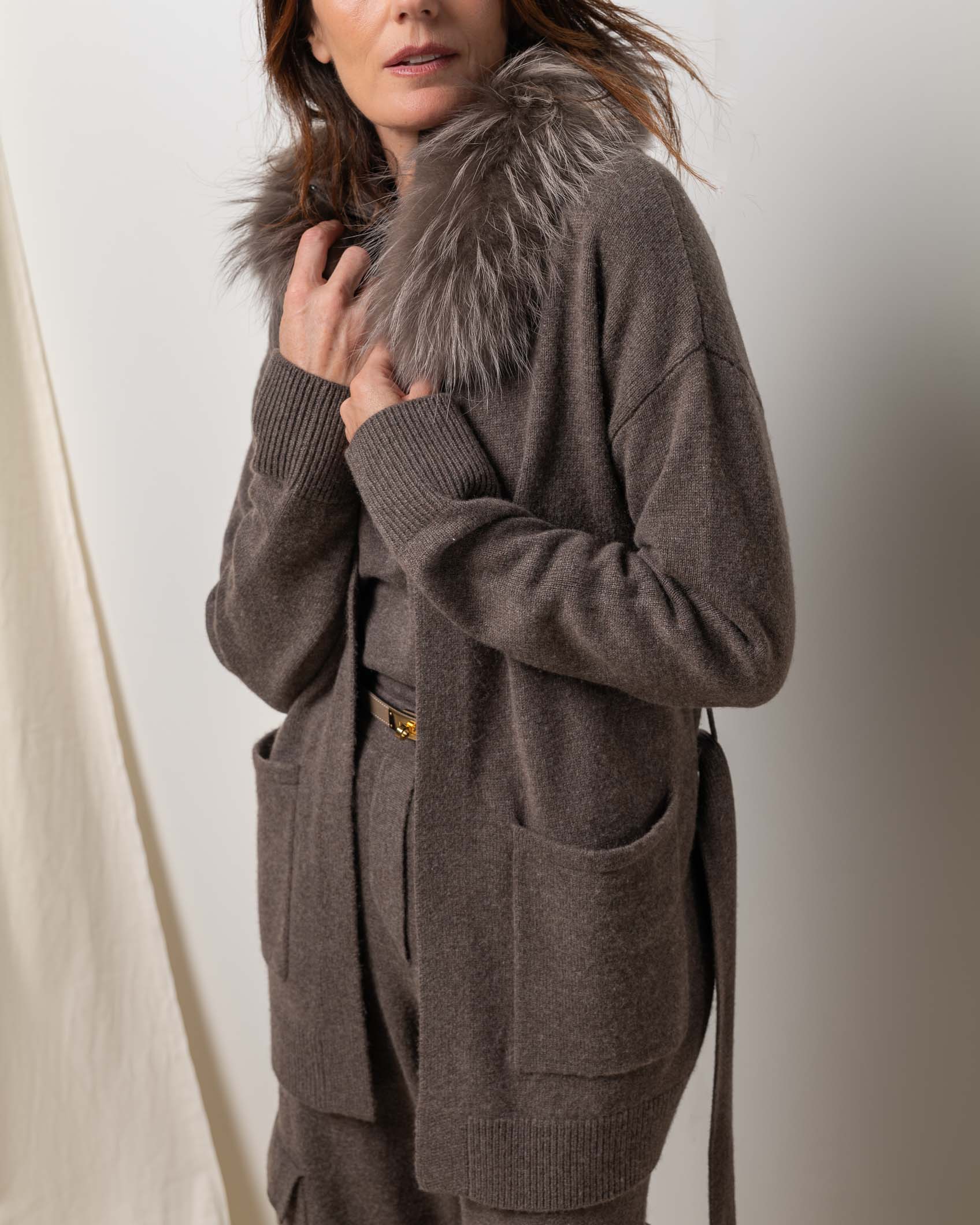 MIDI CARDIGAN CASHMERE DARK MINK
