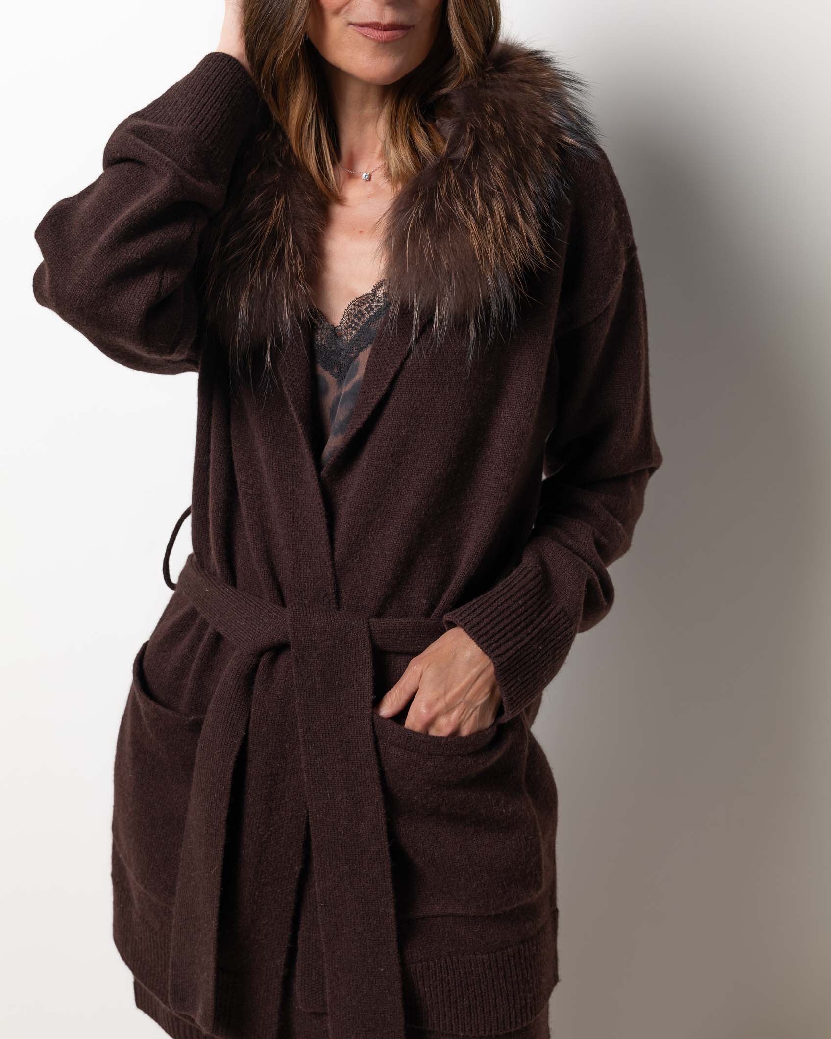 MIDI CARDIGAN CASHMERE CHOCOLATE BROWN 4