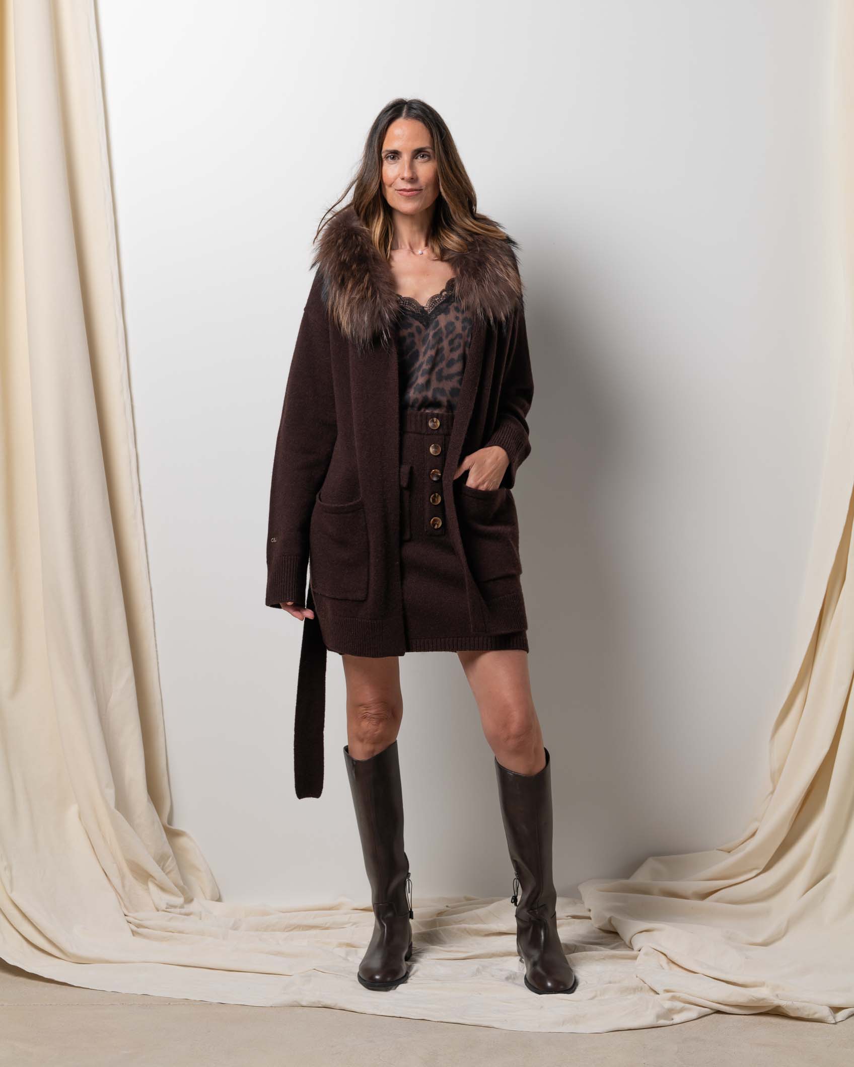 MIDI CARDIGAN CASHMERE CHOCOLATE BROWN 7