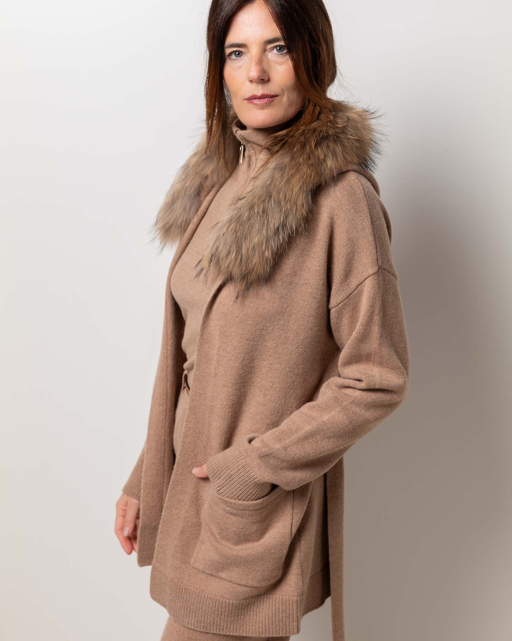 MIDI CARDIGAN CASHMERE ROCK CAMEL
